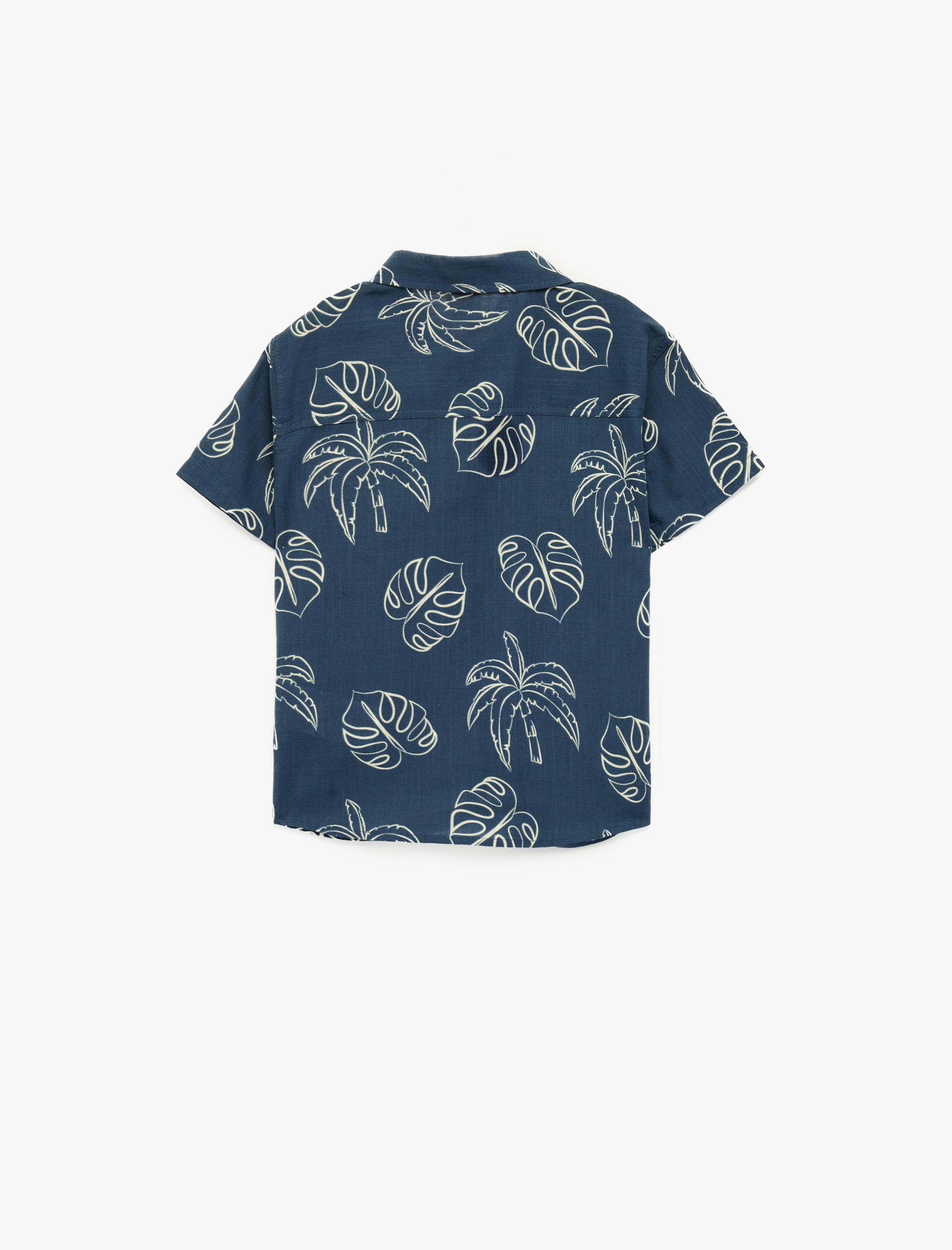  Erkek Çocuk Pamuklu Desenli Düğme Detaylı Kısa Kollu Gömlek