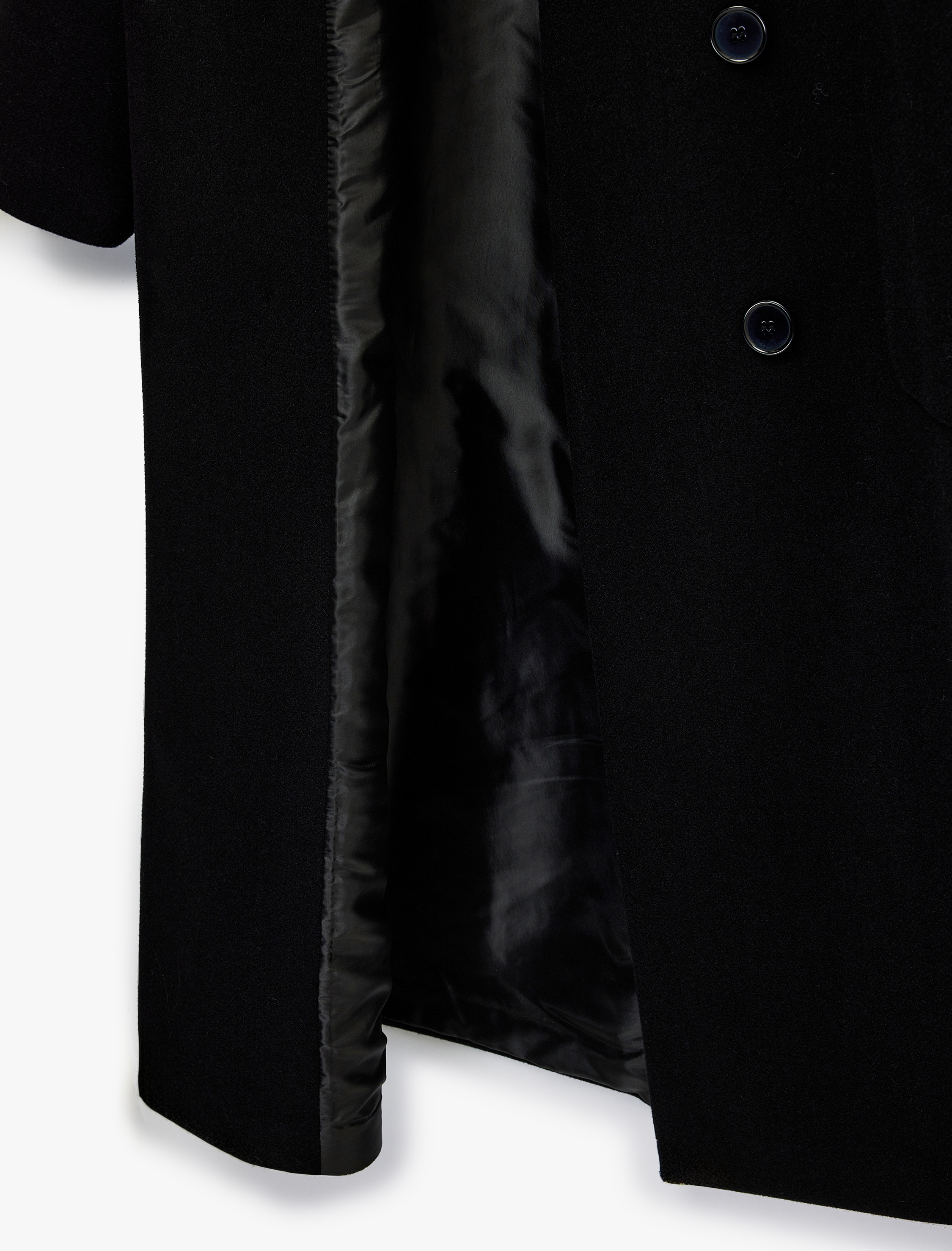   Kemerli Kaşe Kaban Kruvaze Düğmeli Uzun Kollu Cepli