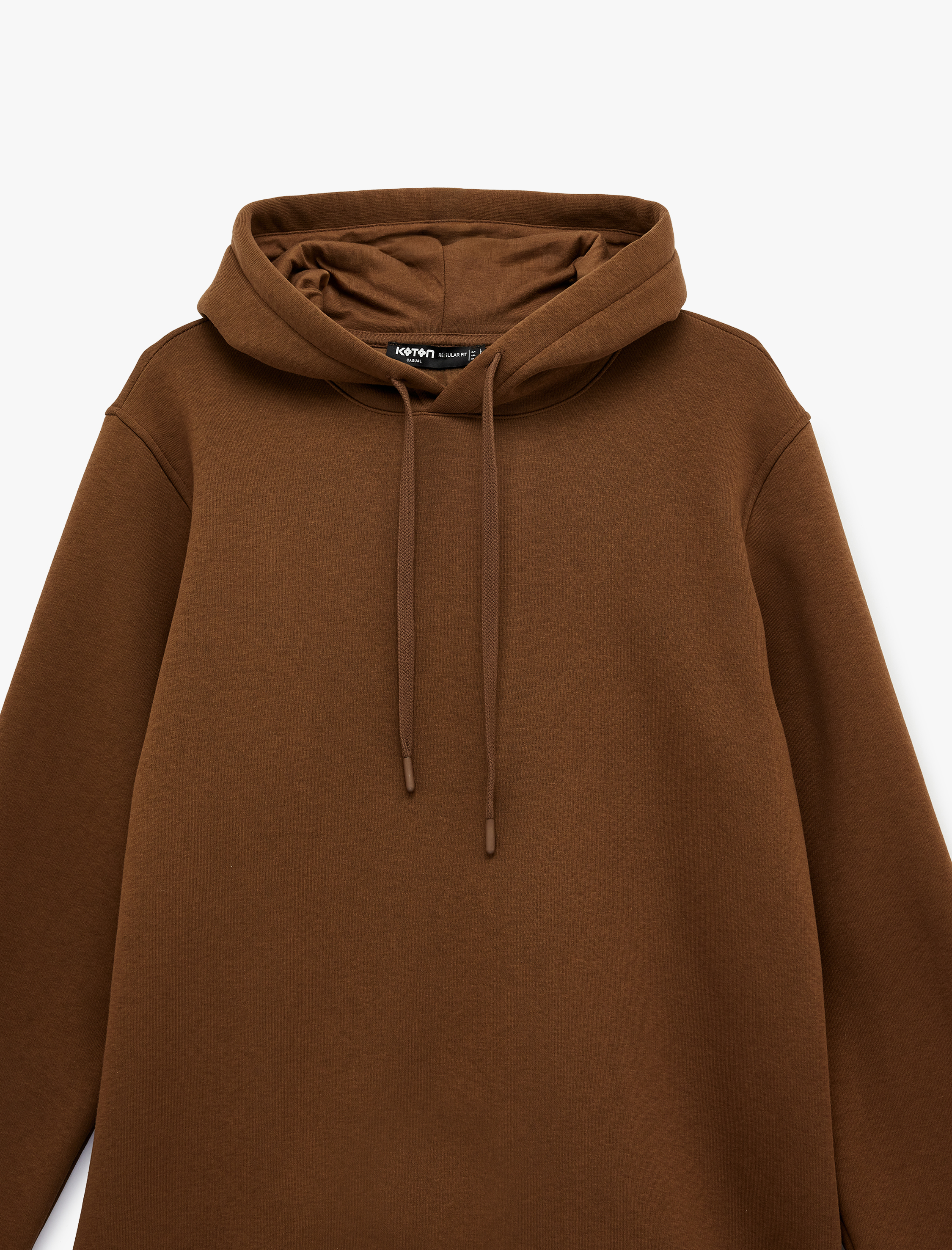   Şardonlu Uzun Kollu Basic Kapşonlu Sweatshirt