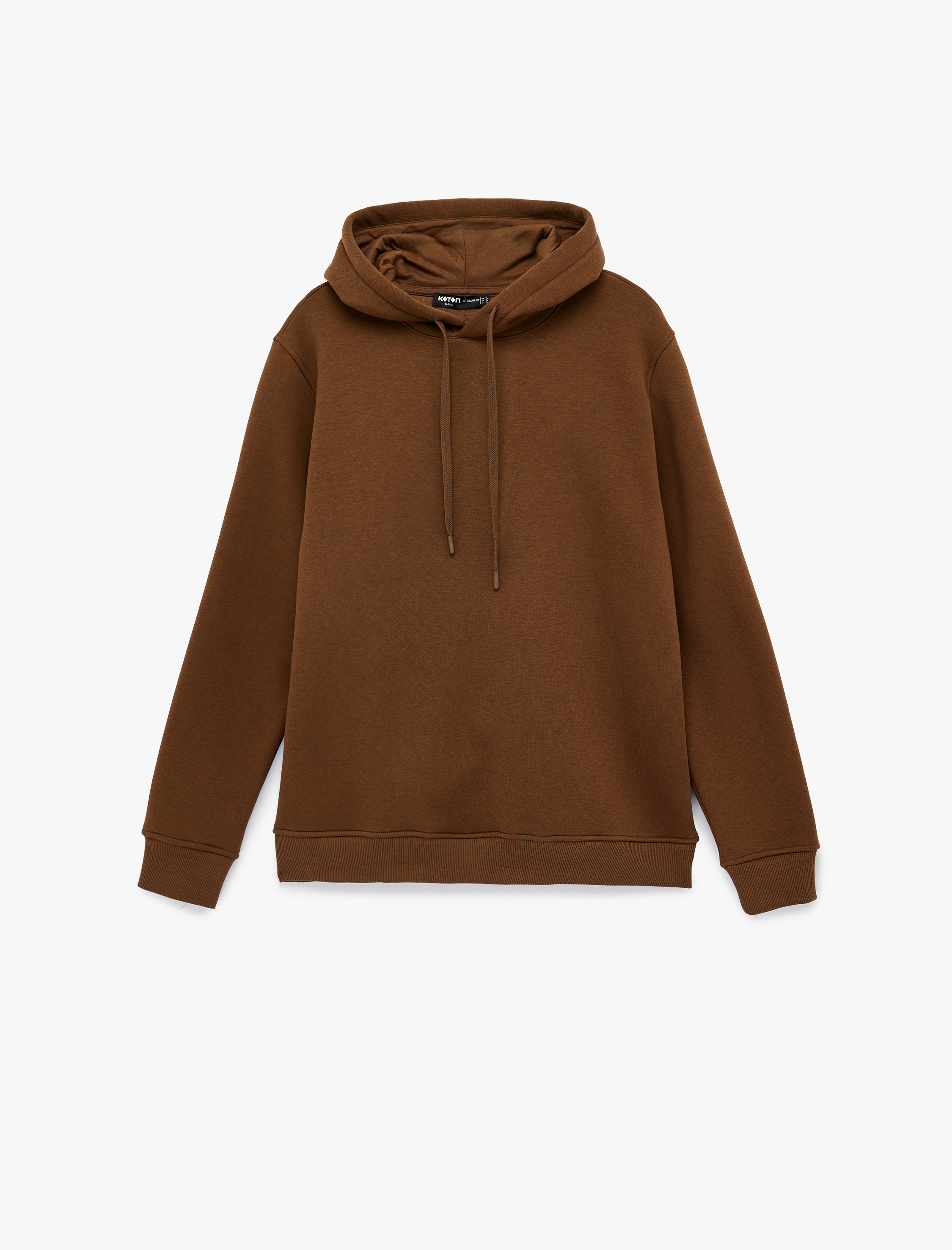   Şardonlu Uzun Kollu Basic Kapşonlu Sweatshirt