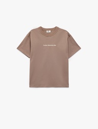 Bisiklet Yaka Kısa Kollu Baskılı Pamuklu Tişört