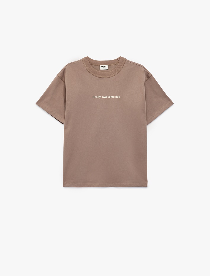 Erkek Çocuk Bisiklet Yaka Kısa Kollu Baskılı Pamuklu Tişört