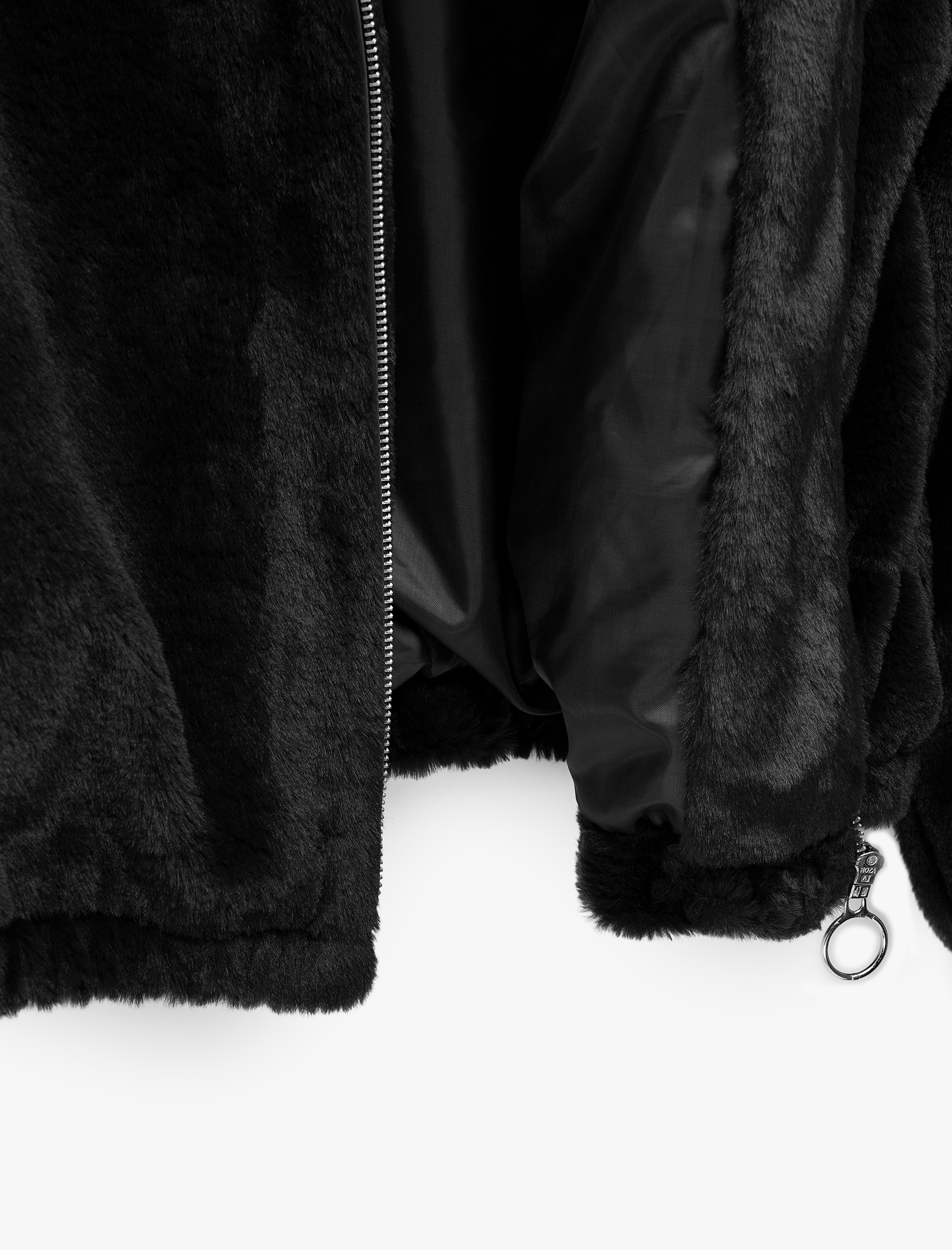   Kapüşonlu Fermuarlı Suni Kürk Ceket