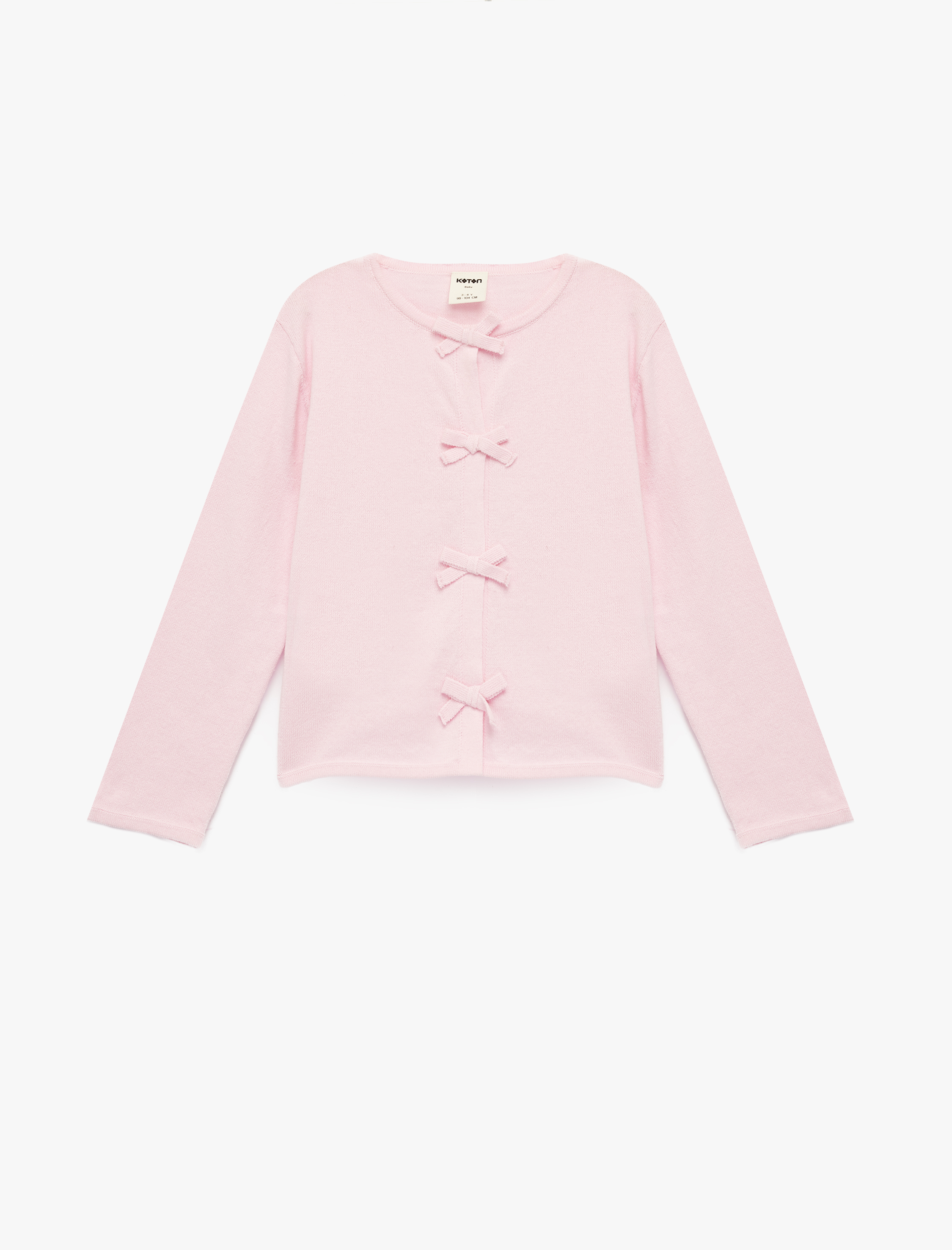  Kız Bebek Uzun Kollu Bisiklet Yaka Fiyonklu Pamuklu Hırka