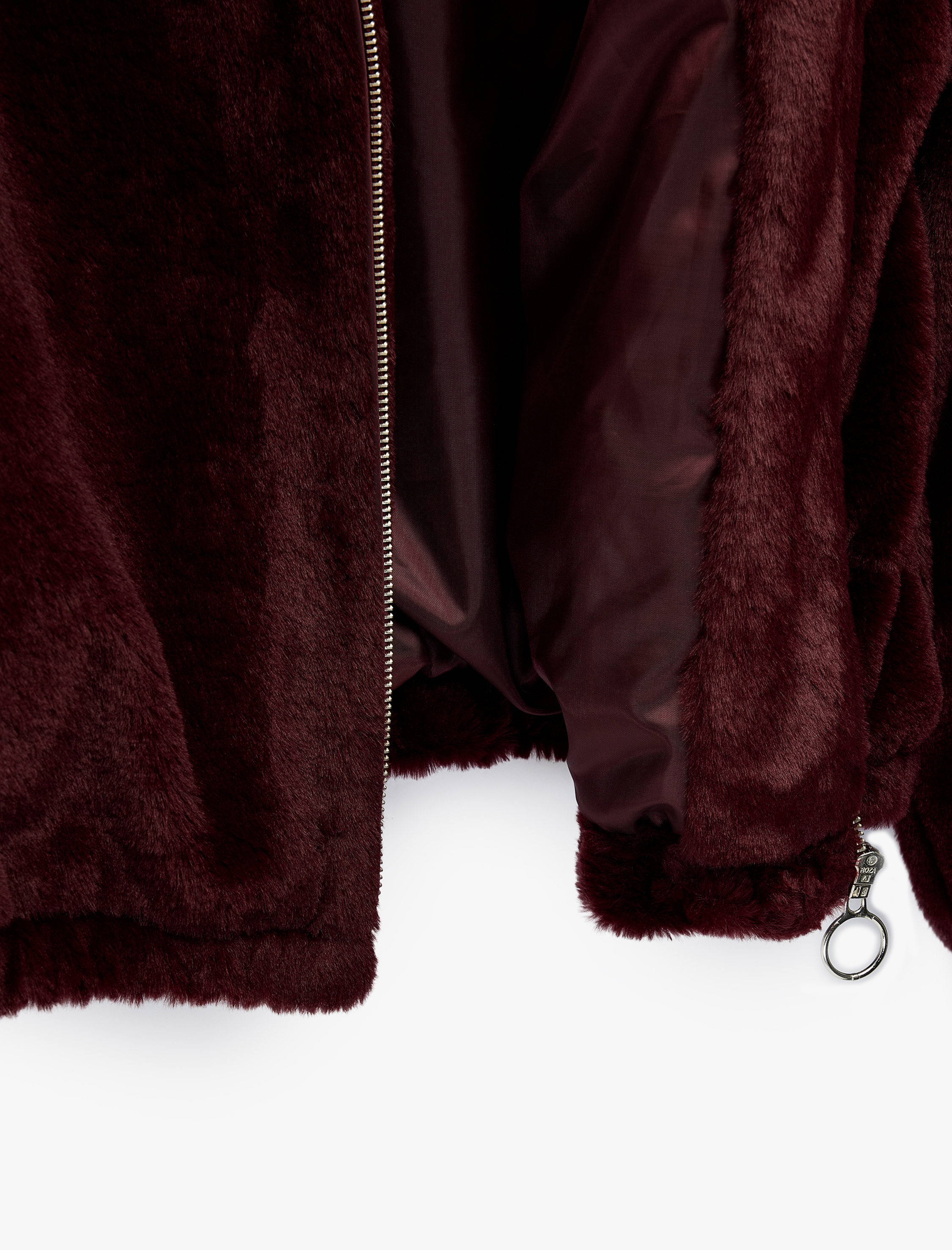   Uzun Kollu Kapüşonlu Fermuarlı Suni Kürk Crop Ceket