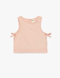 Bisiklet Yaka Kurdele Detaylı Kolsuz Pamuklu Bluz