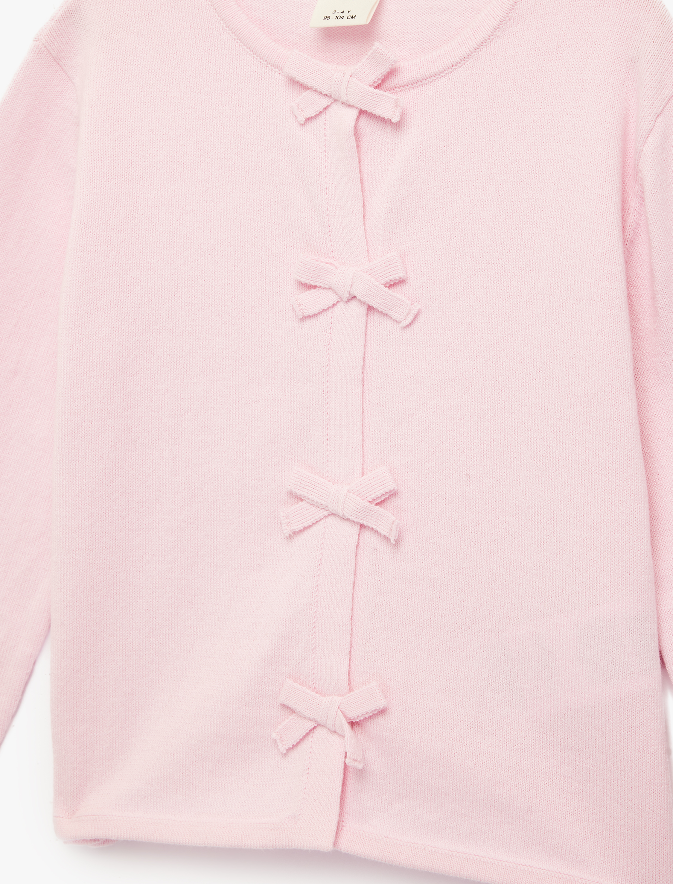  Kız Bebek Uzun Kollu Bisiklet Yaka Fiyonklu Pamuklu Hırka