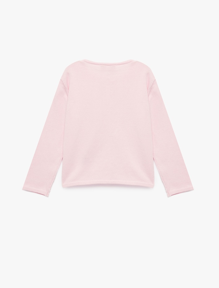 Kız Bebek Uzun Kollu Bisiklet Yaka Fiyonklu Pamuklu Hırka