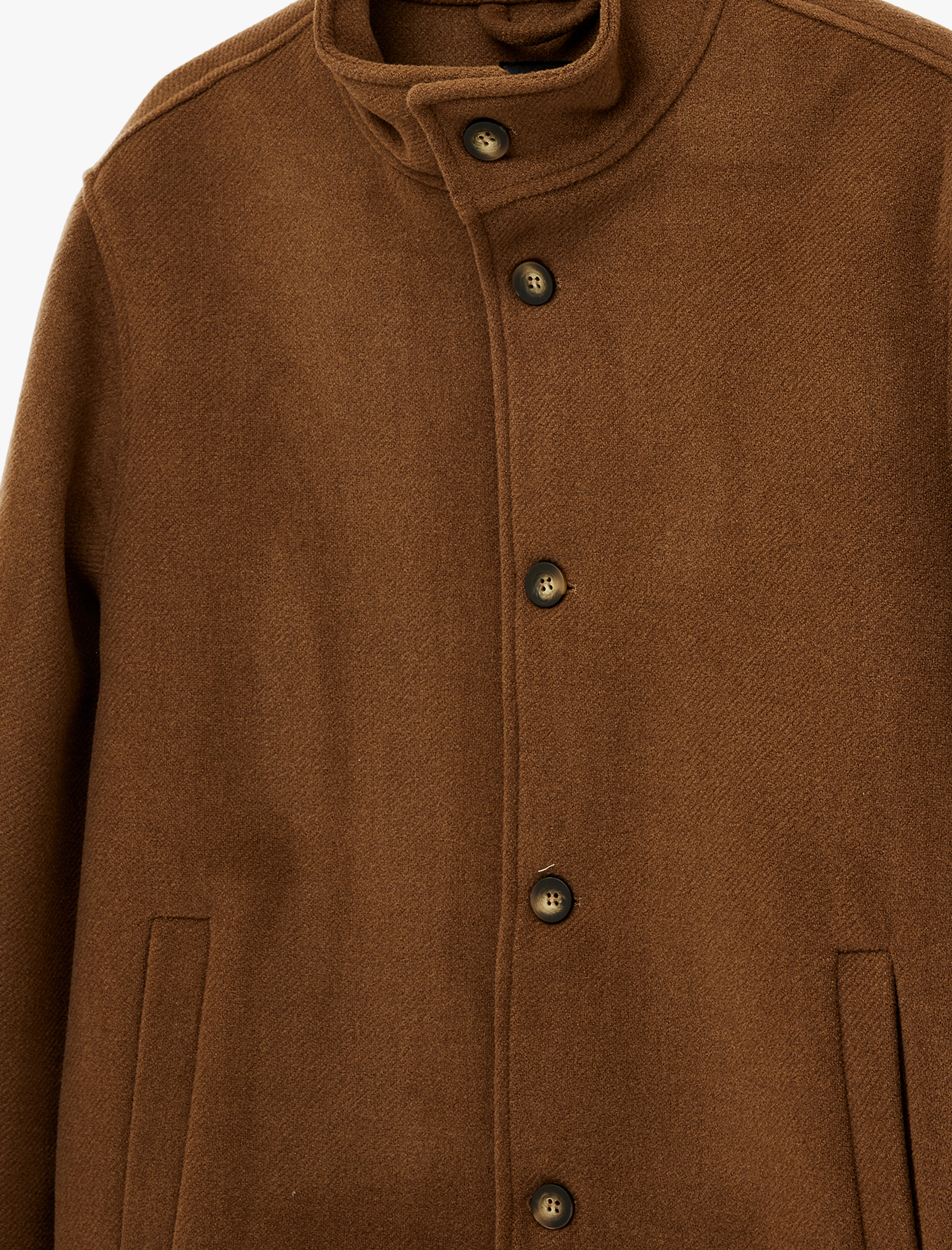   Regular Fit Cepli Dik Yaka Düğmeli Kaşe Ceket