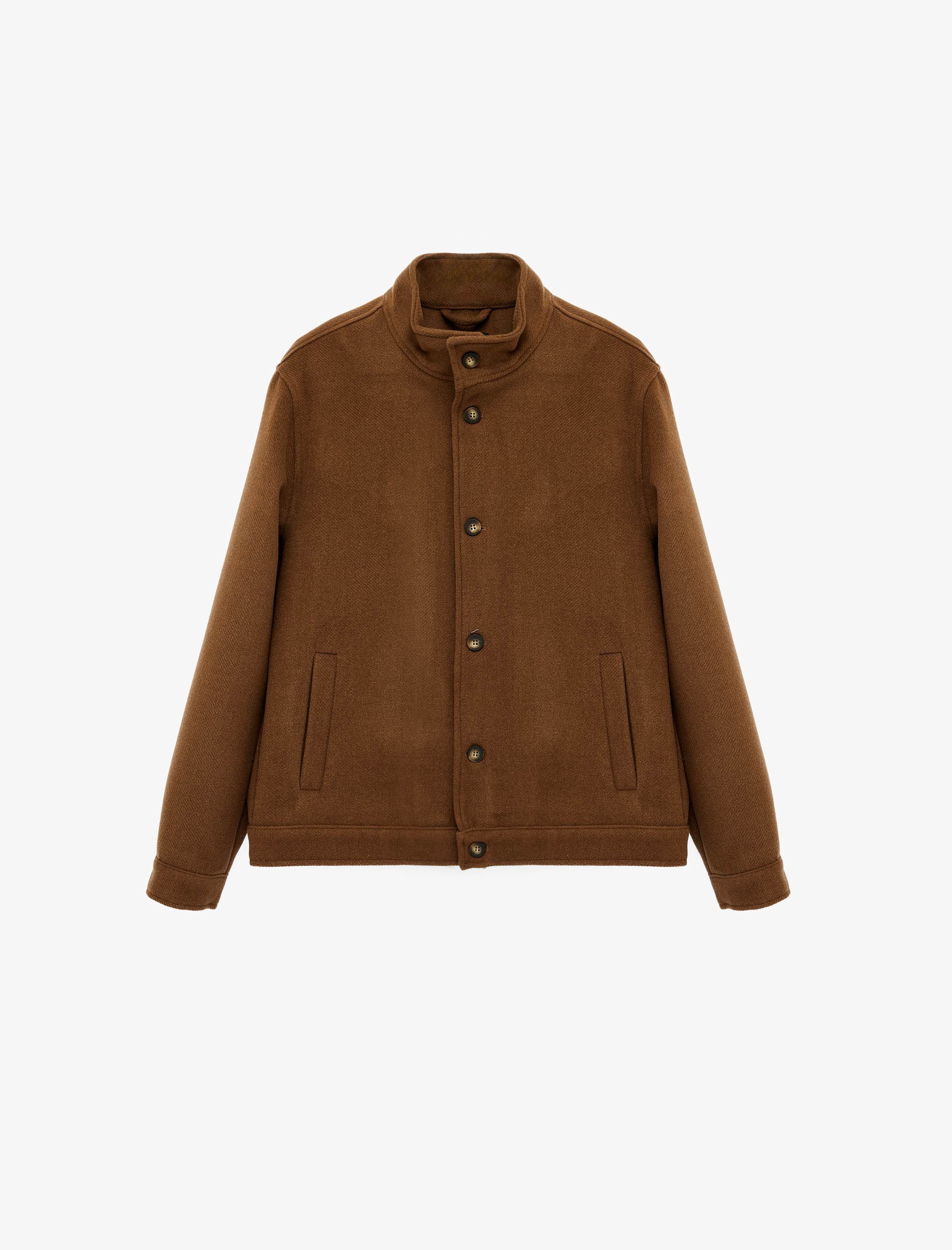   Regular Fit Cepli Dik Yaka Düğmeli Kaşe Ceket