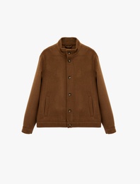 Regular Fit Cepli Dik Yaka Düğmeli Kaşe Ceket