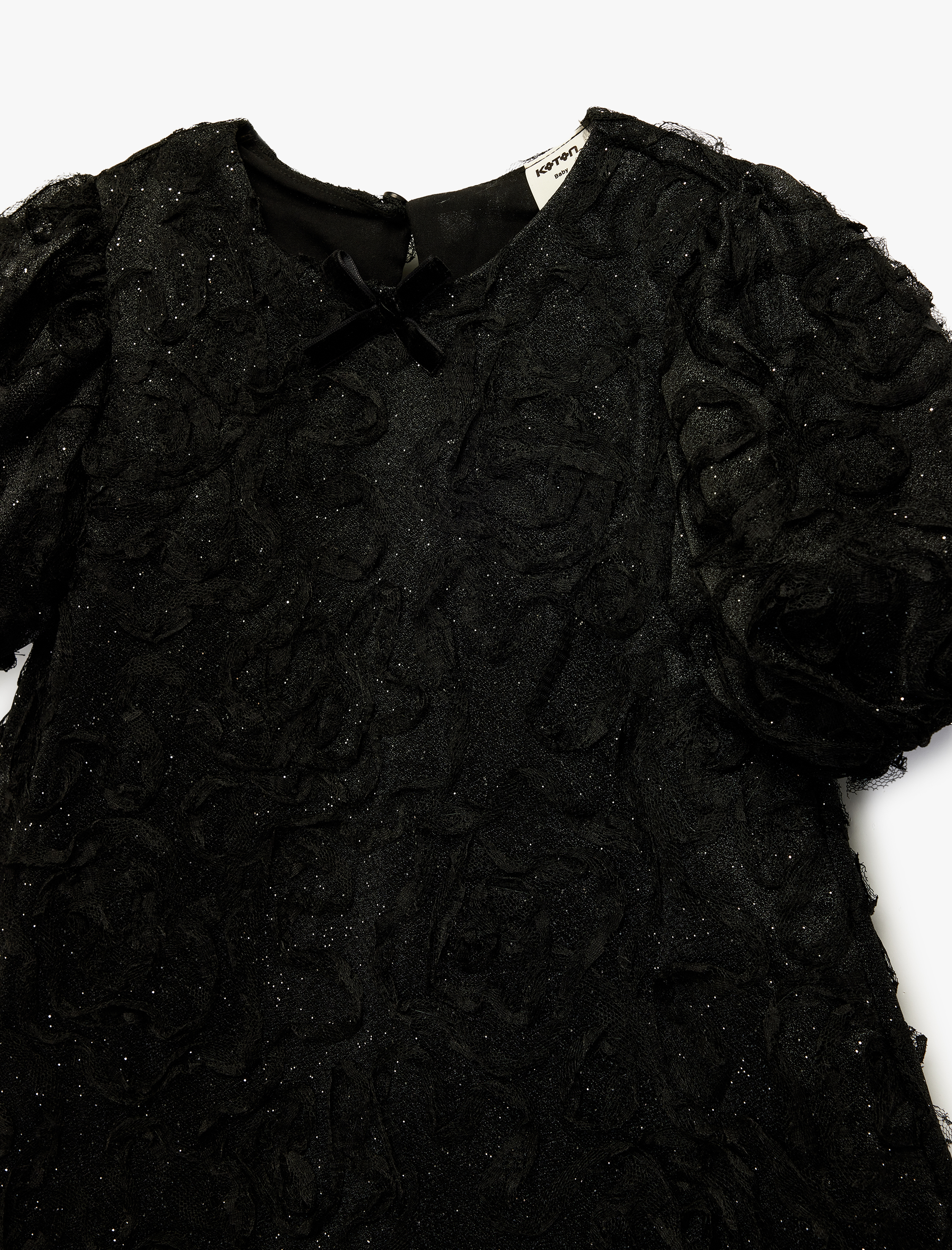  Kız Bebek Balon Kollu Bisiklet Yaka Elbise