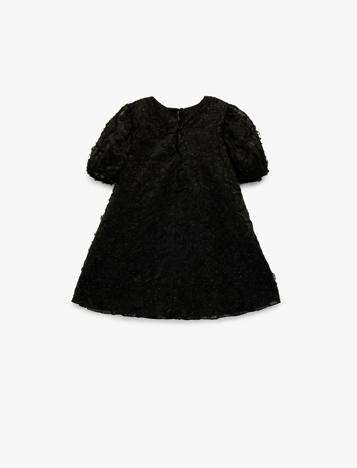 Kız Bebek Balon Kollu Bisiklet Yaka Elbise