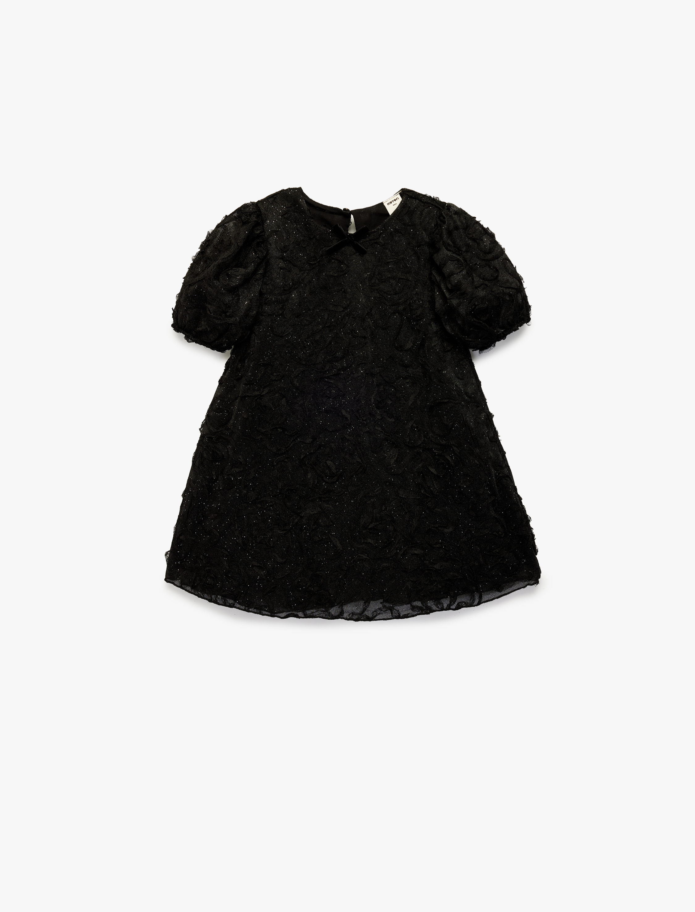  Kız Bebek Balon Kollu Bisiklet Yaka Elbise