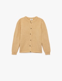 Uzun Kollu Düğmeli Bisiklet Yaka Basic Triko Hırka