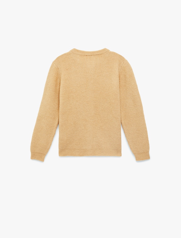 Kız Çocuk Uzun Kollu Düğmeli Bisiklet Yaka Basic Triko Hırka