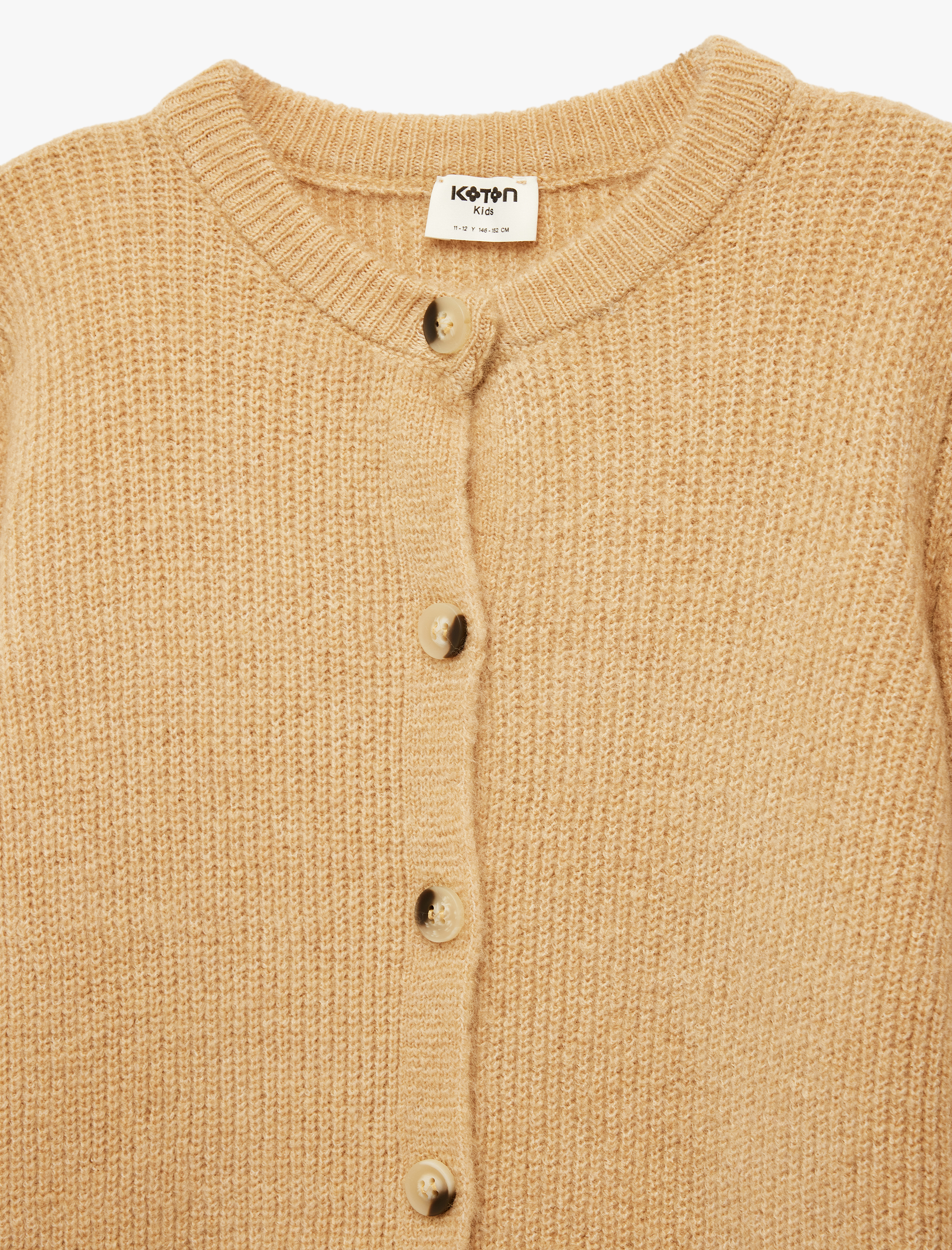  Kız Çocuk Uzun Kollu Düğmeli Bisiklet Yaka Basic Triko Hırka