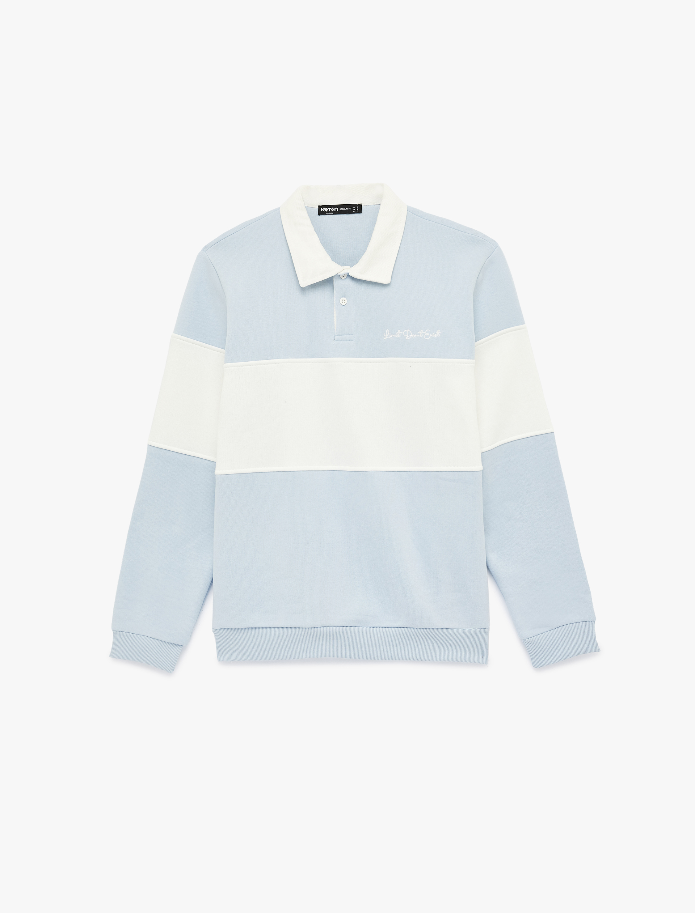   Uzun Kollu İşlemeli Renk Bloklu Polo Yaka Sweatshirt