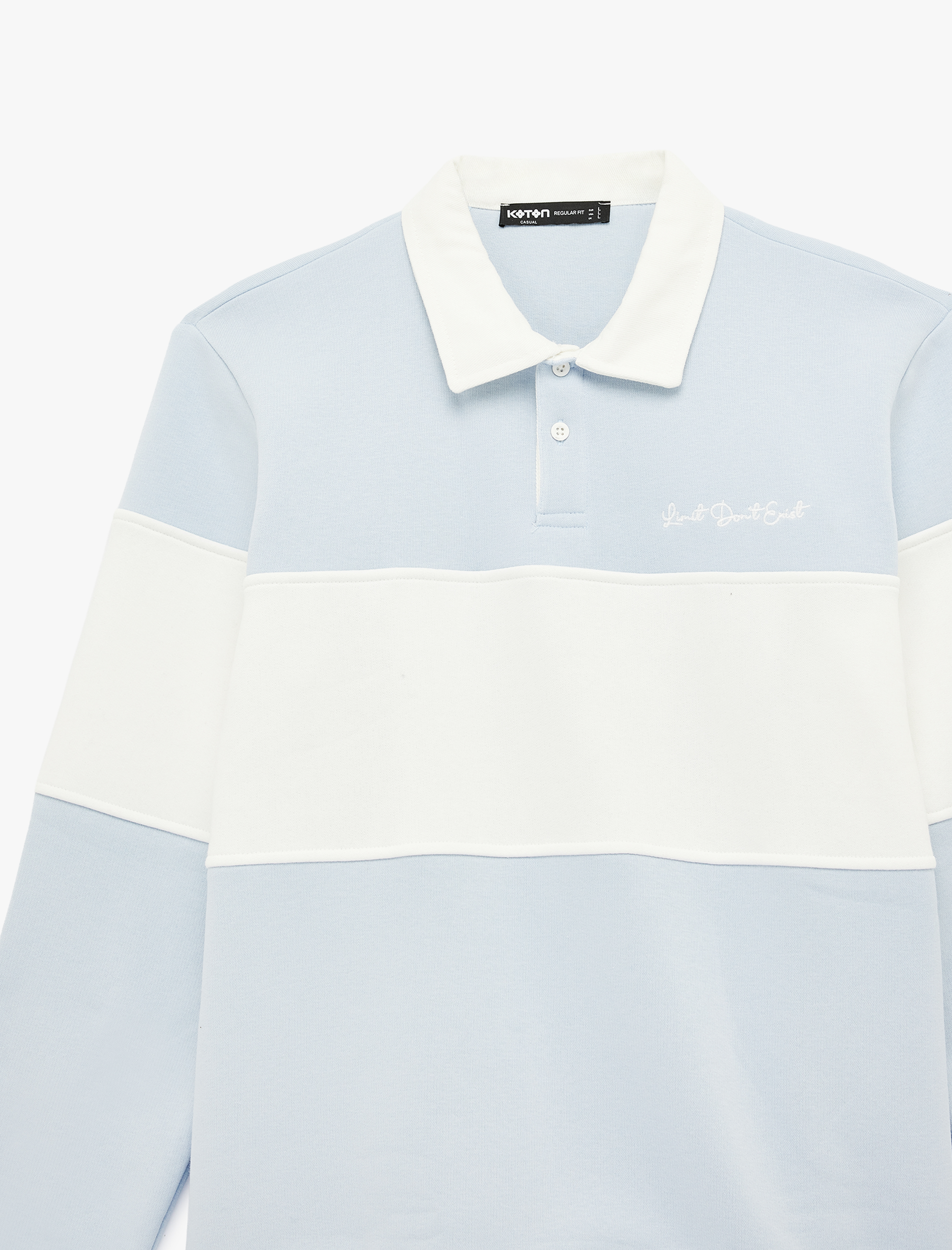   Uzun Kollu İşlemeli Renk Bloklu Polo Yaka Sweatshirt