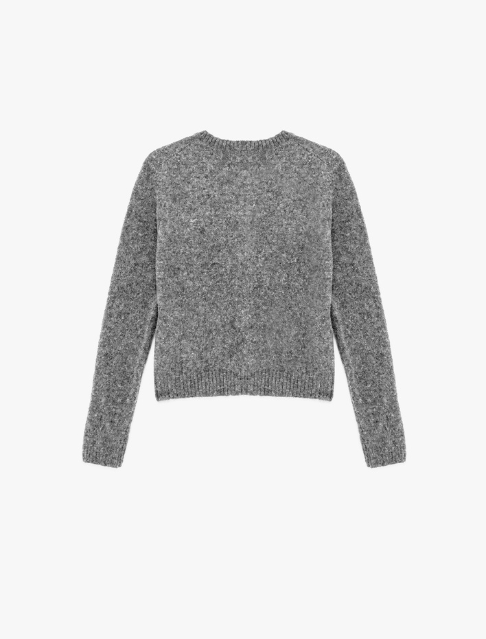  Uzun Kollu Bisiklet Yaka Düğmeli Triko Hırka