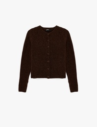 Uzun Kollu Bisiklet Yaka Düğmeli Triko Hırka