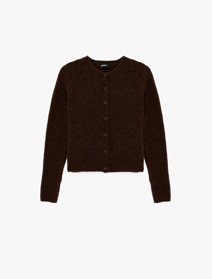  Uzun Kollu Bisiklet Yaka Düğmeli Triko Hırka