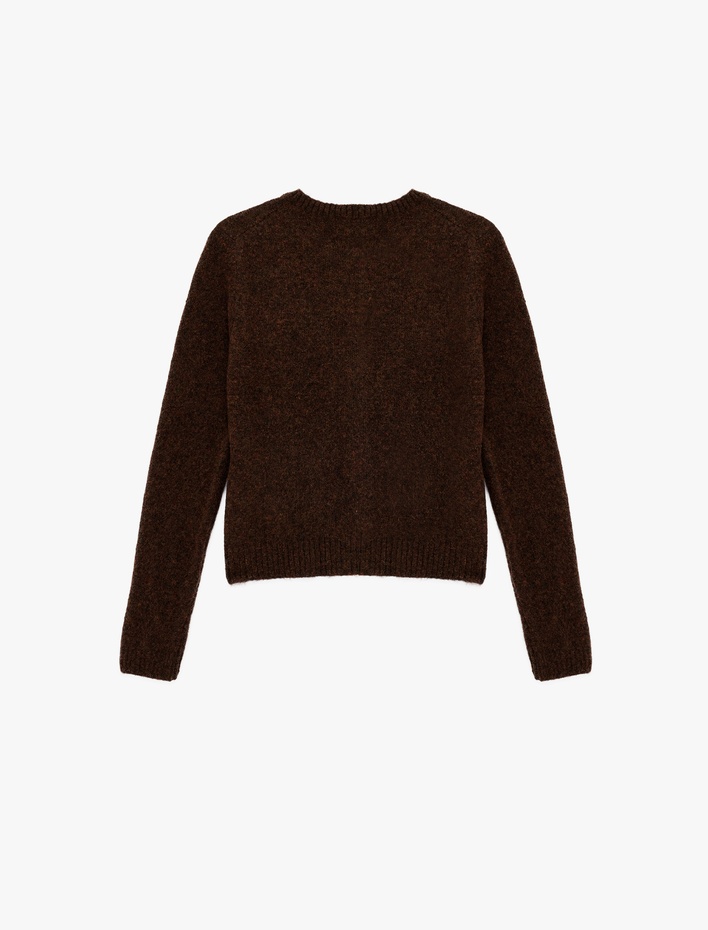  Uzun Kollu Bisiklet Yaka Düğmeli Triko Hırka