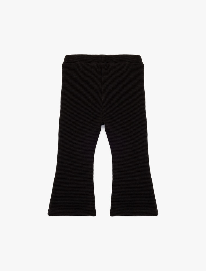 Kız Bebek Pamuklu Düğme Detaylı İspanyol Paça Tayt