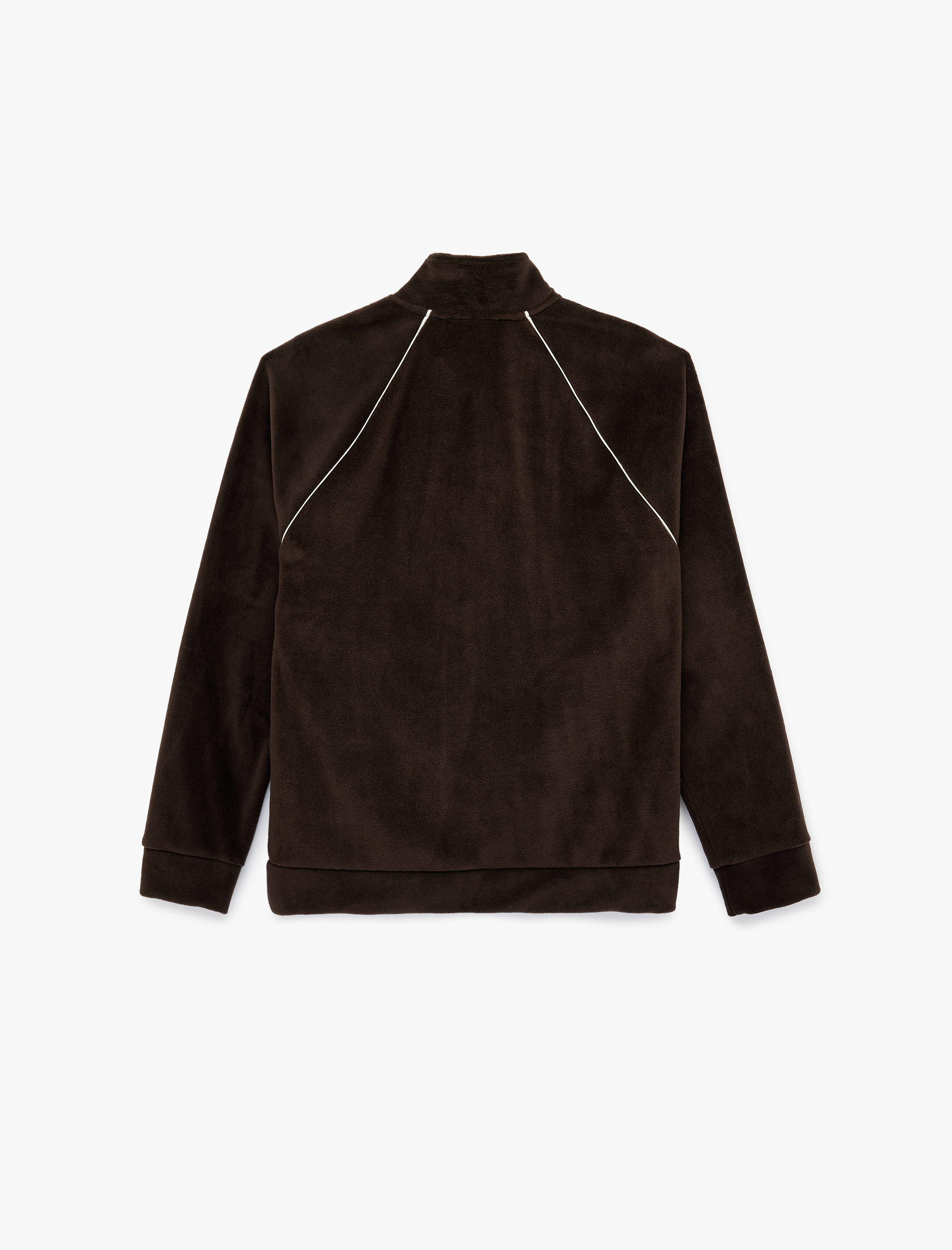   Uzun Kollu Cepli Fermuarlı Dik Yaka Polar Hırka