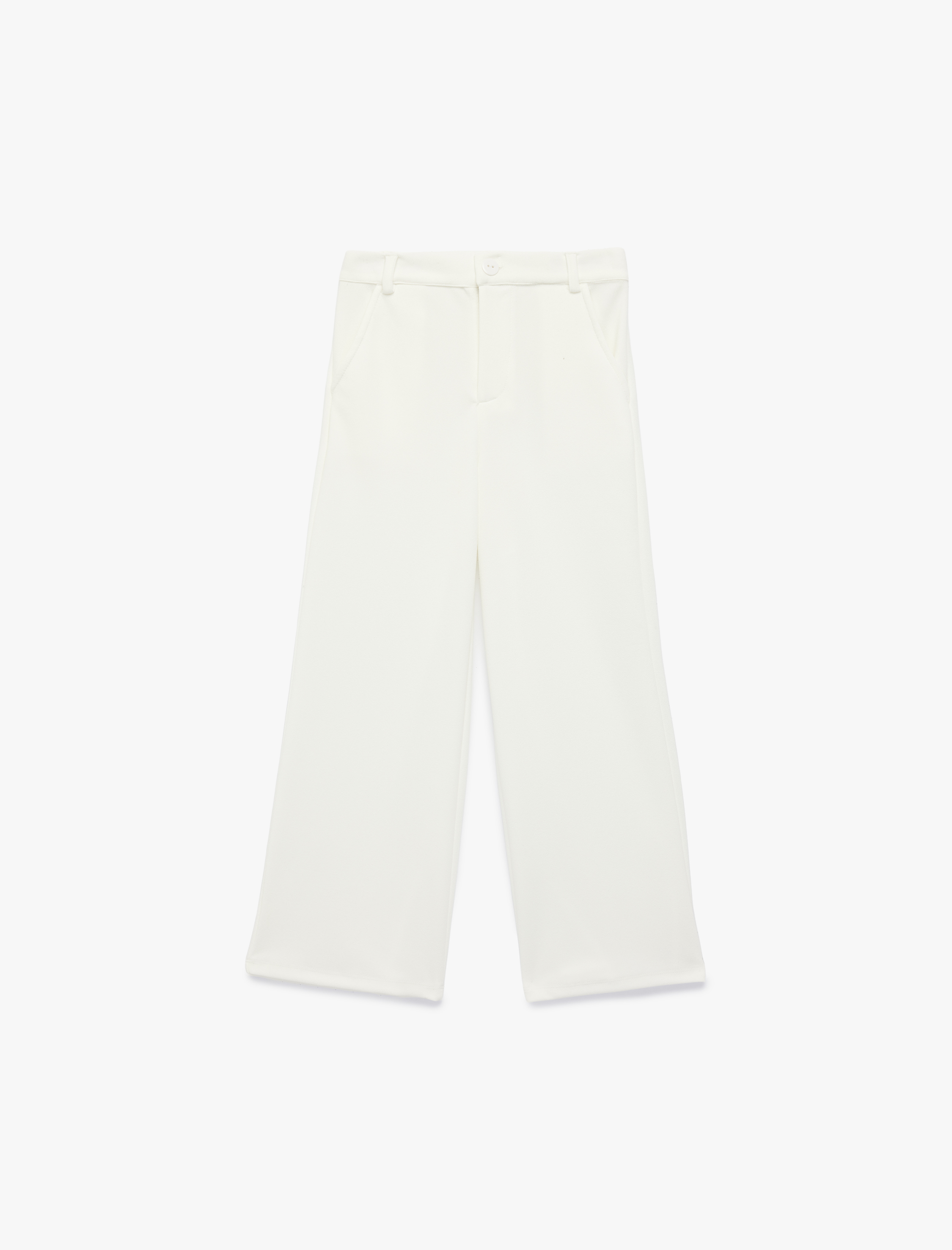  Kız Çocuk Düğme Detaylı Geniş Paça Pantolon