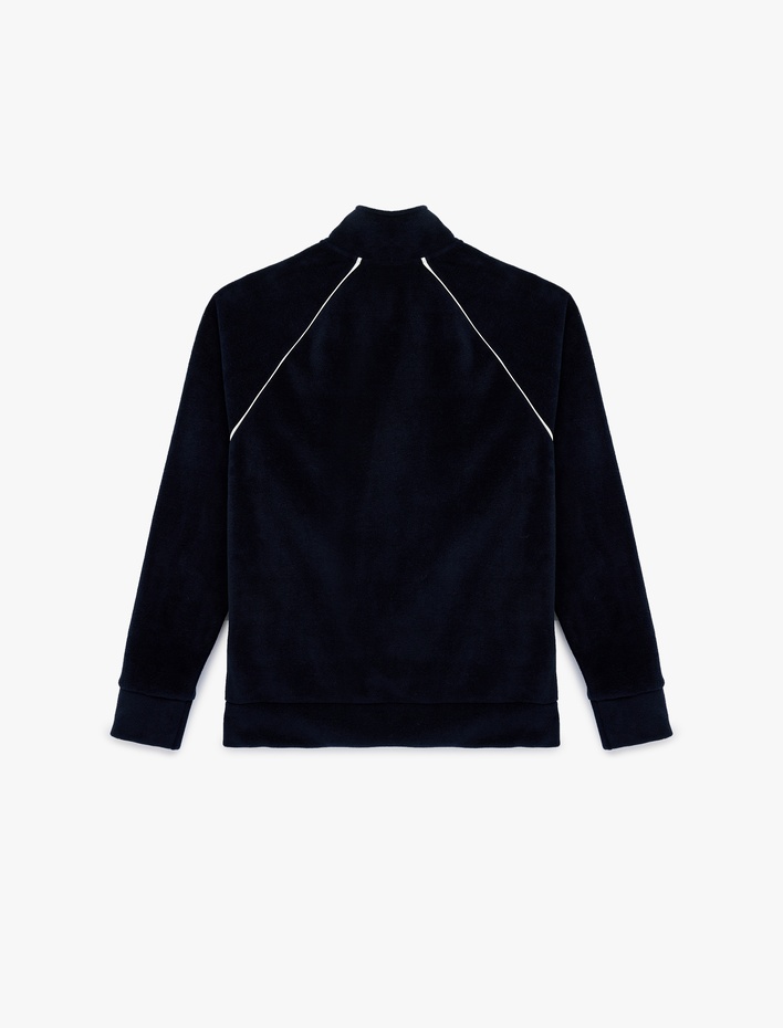  Uzun Kollu Cepli Fermuarlı Dik Yaka Polar Hırka