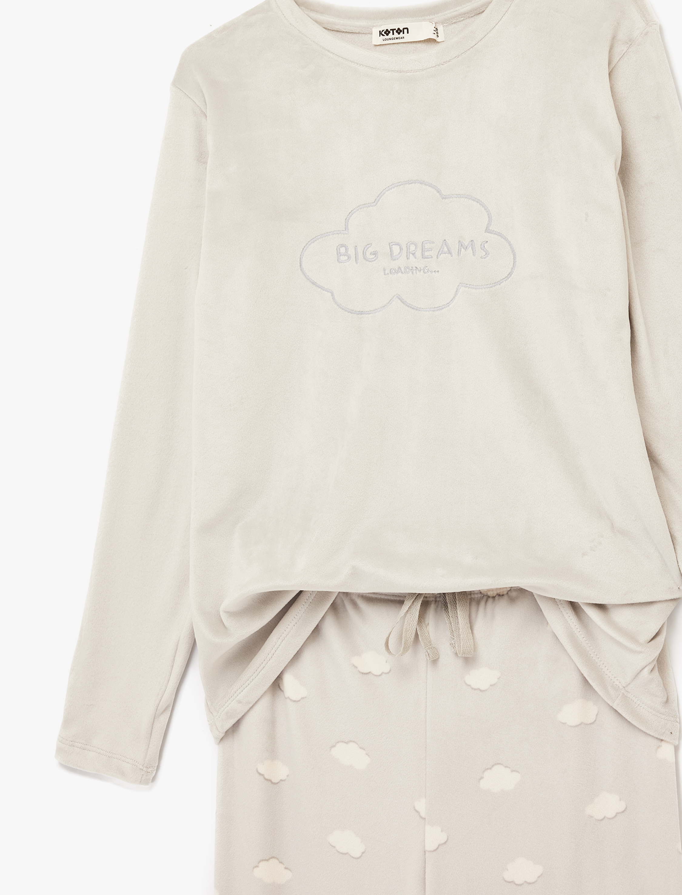   Uzun Kollu Bisiklet Yaka Rahat Kalıp Bulutlu Pijama Takımı