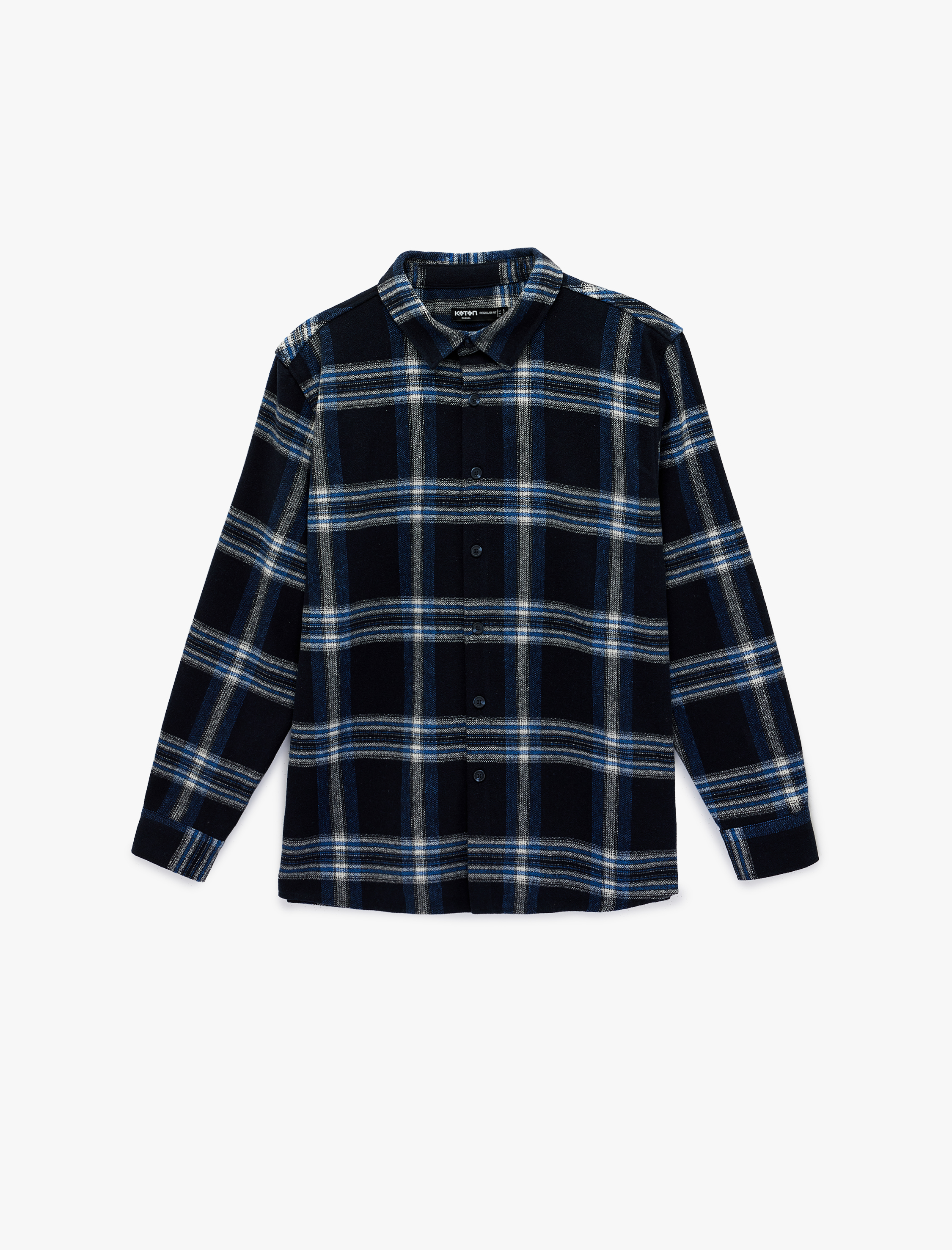   Düğmeli Uzun Kollu Klasik Yaka Oduncu Gömleği