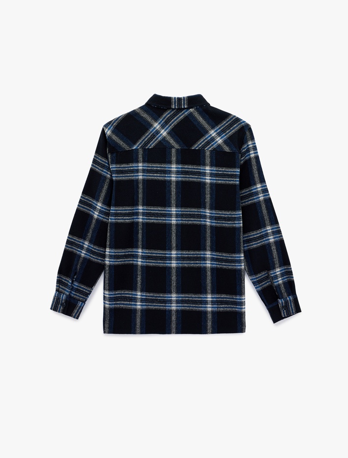  Düğmeli Uzun Kollu Klasik Yaka Oduncu Gömleği