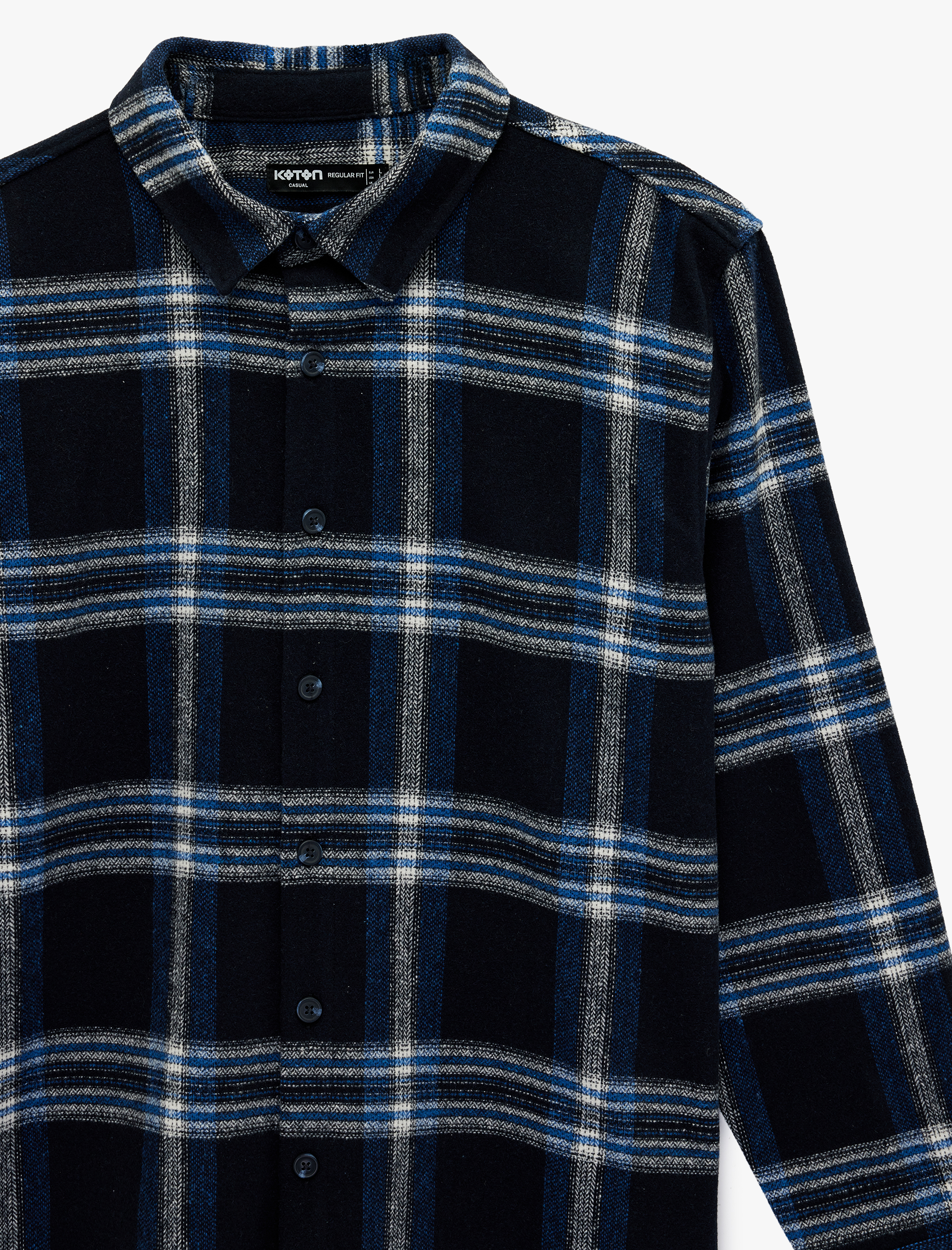   Düğmeli Uzun Kollu Klasik Yaka Oduncu Gömleği