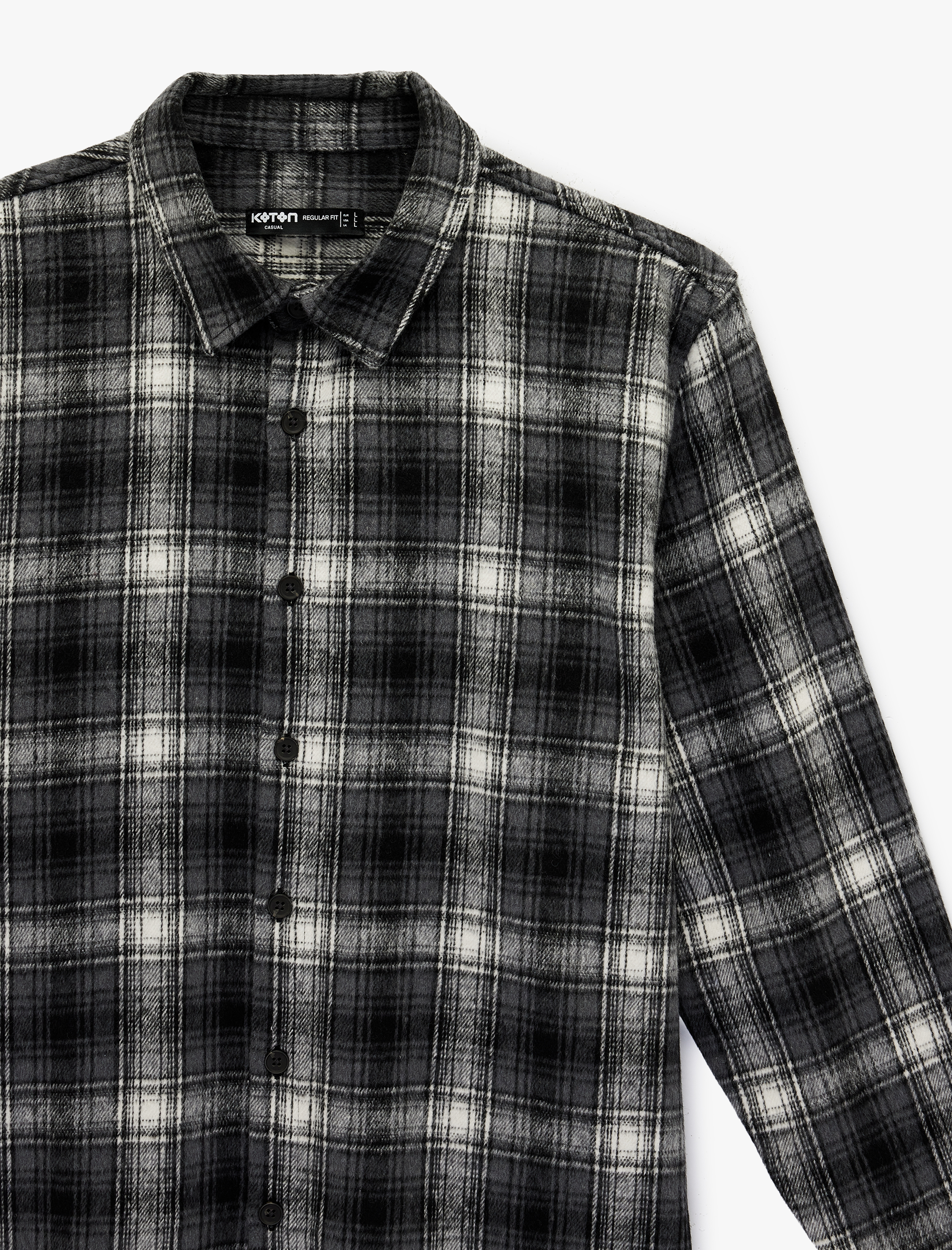   Regular Fit Uzun Kollu Düğmeli Klasik Yaka Oduncu Gömleği