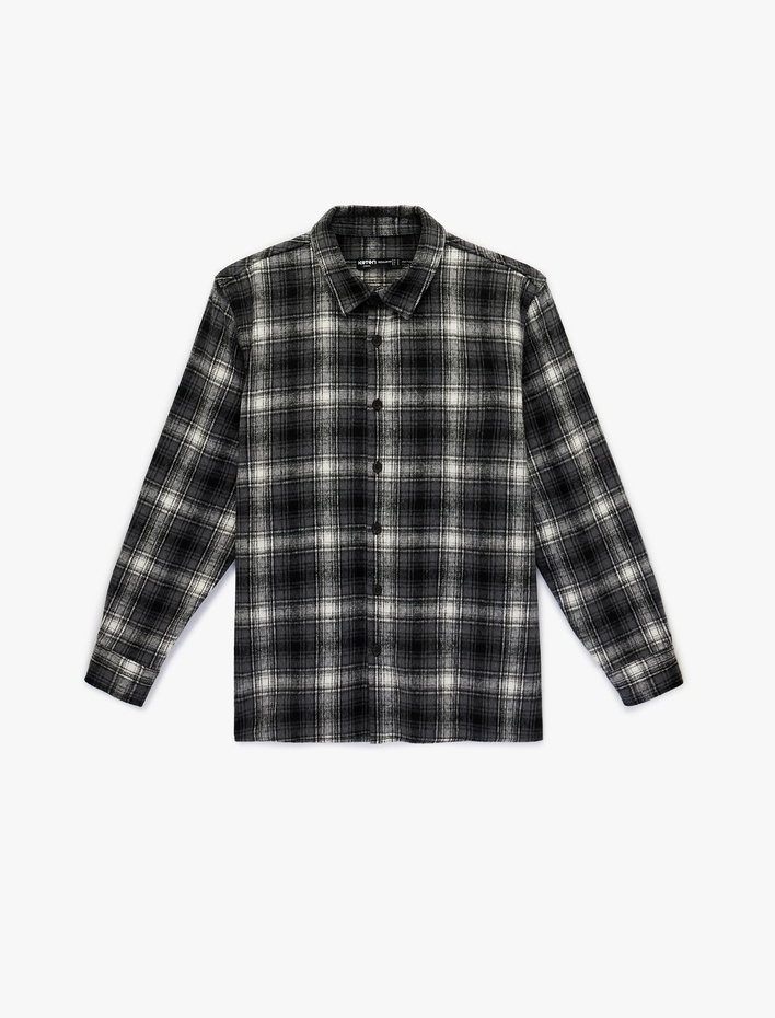  Regular Fit Uzun Kollu Düğmeli Klasik Yaka Oduncu Gömleği