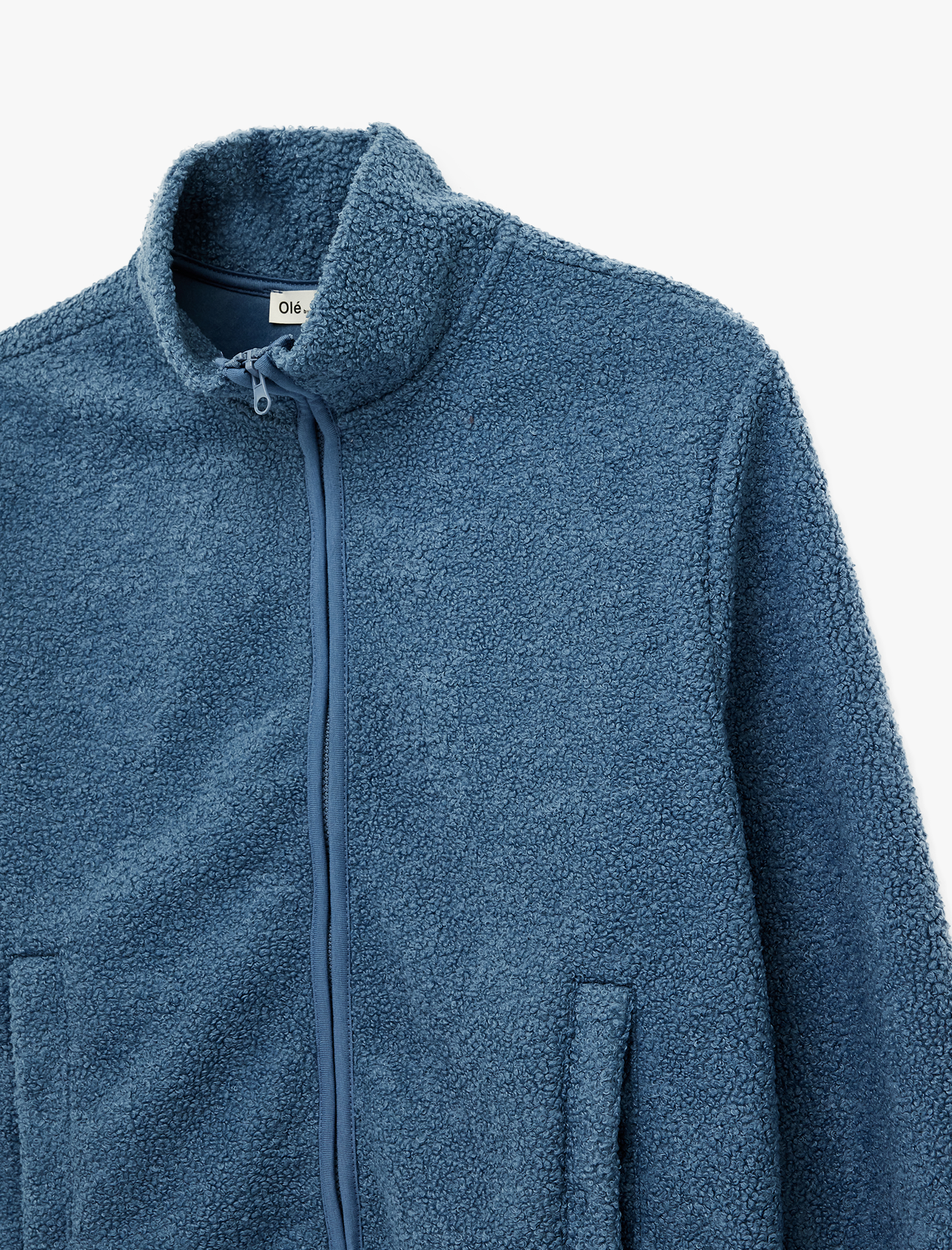   Dik Yaka Uzun Kollu Cepli Fermuarlı Oversize Peluş Bomber Ceket