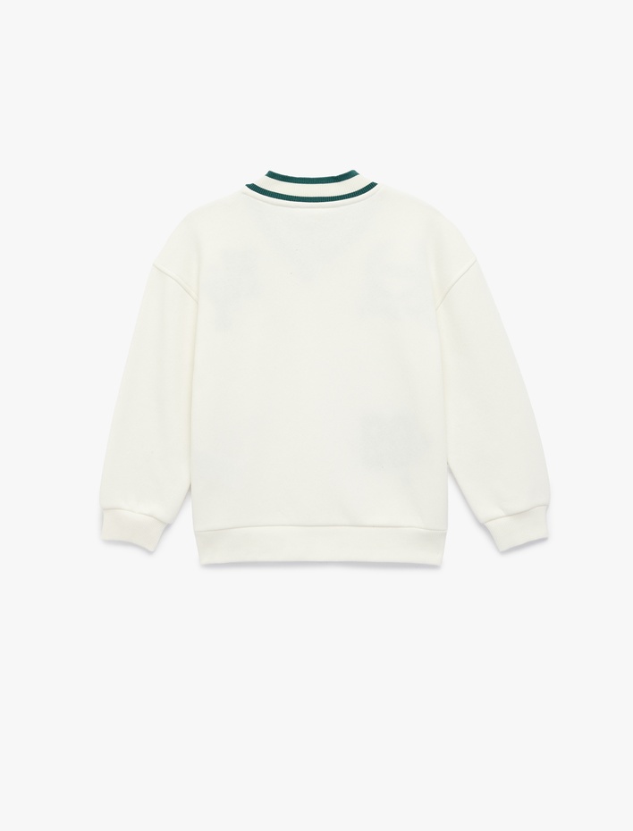 Kız Çocuk Nakış Detaylı Uzun Kollu V Yaka Sweatshirt