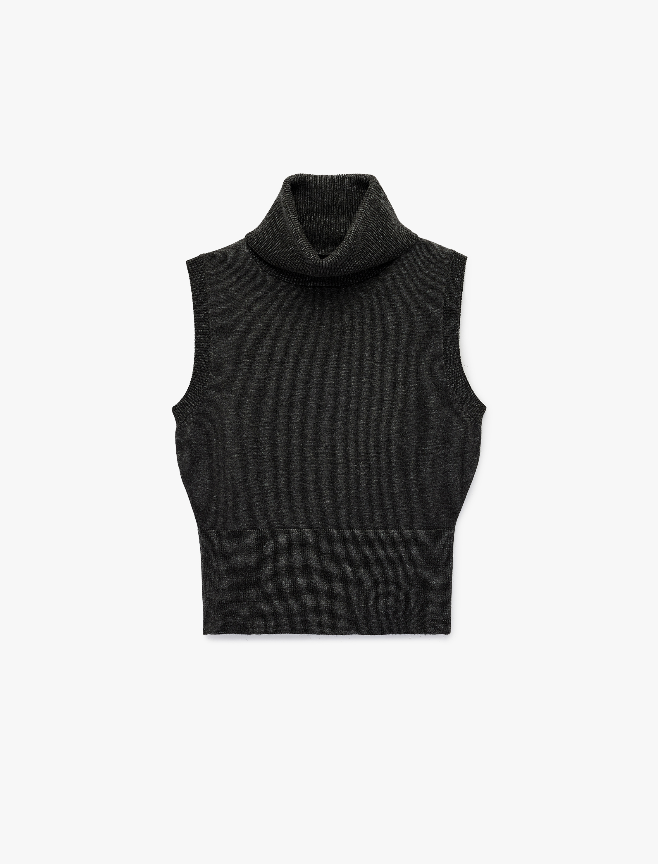   Balıkçı Yaka Kolsuz Triko Bluz