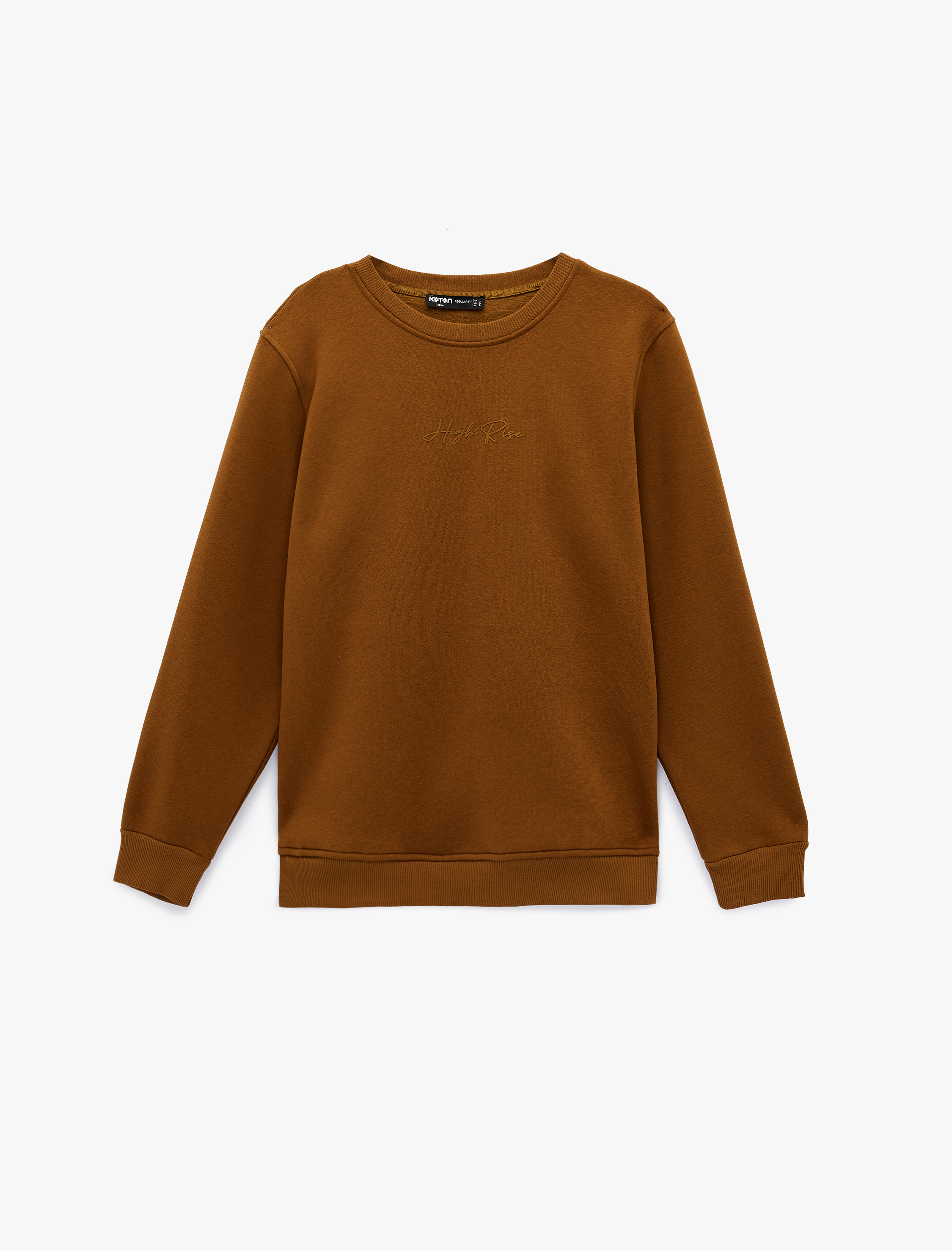   Regular Fit Uzun Kollu Şardonlu Bisiklet Yaka Basic Baskılı Sweatshirt