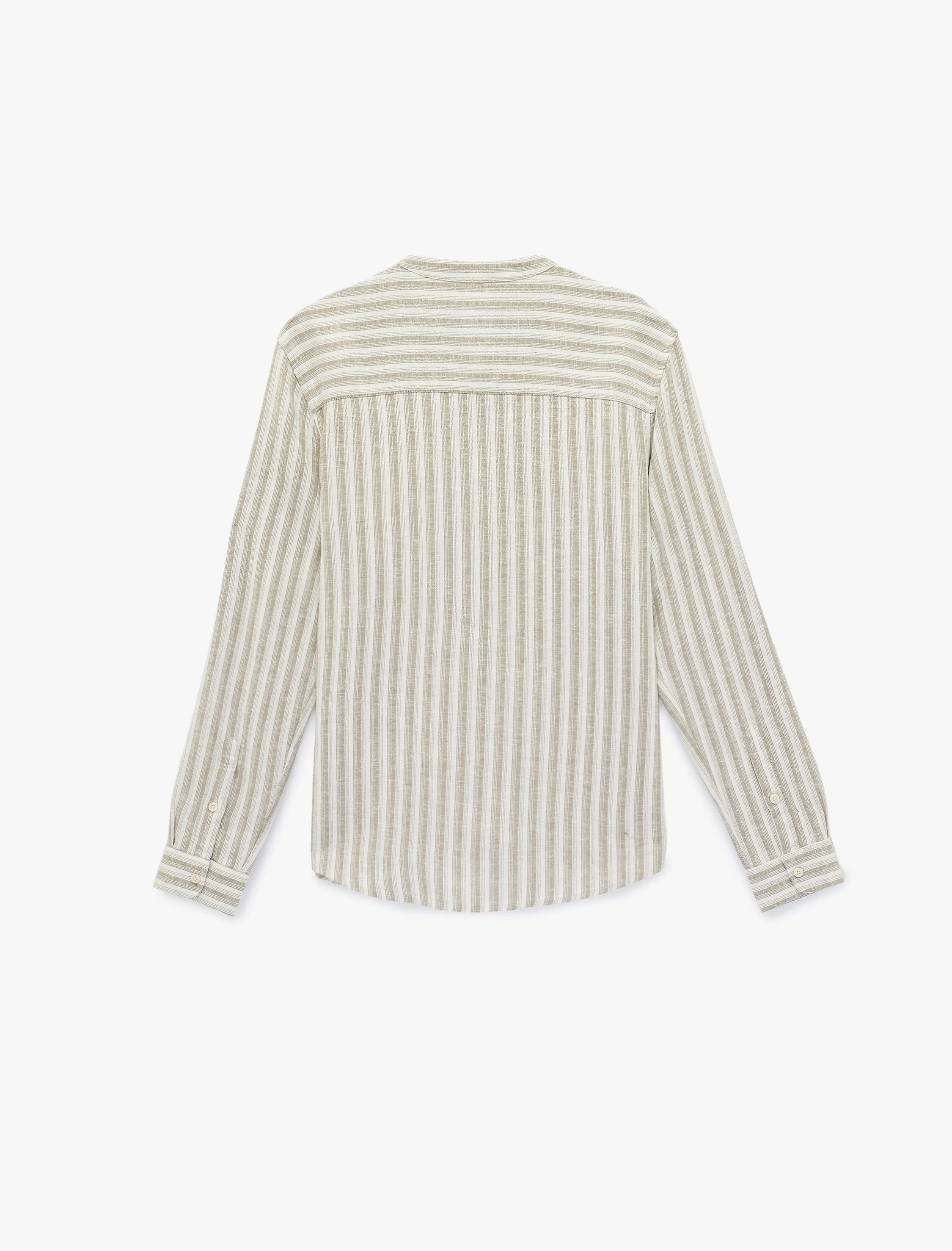   Regular Fit Uzun Kollu Keten Viskon Karışımlı Hakim Yaka Gömlek