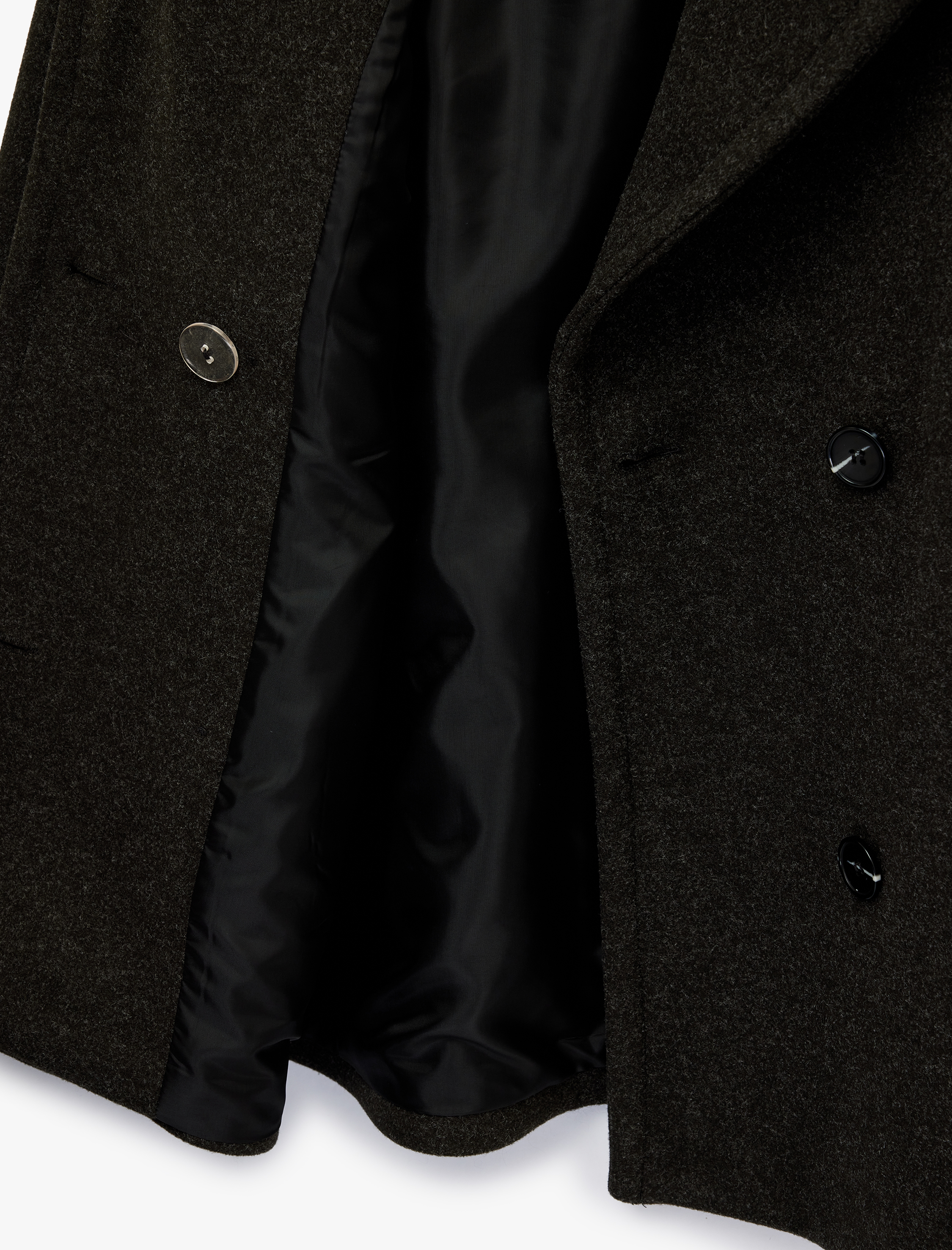   Uzun Kollu Düğmeli Cep Detaylı Kruvaze Yaka Kaban