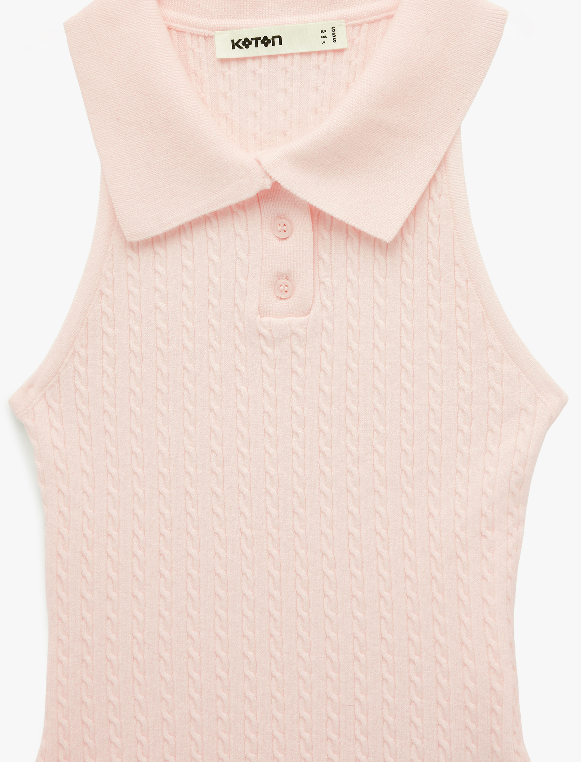   Slim Fit Kolsuz Saç Örgü Düğmeli Polo Yaka Triko Atlet