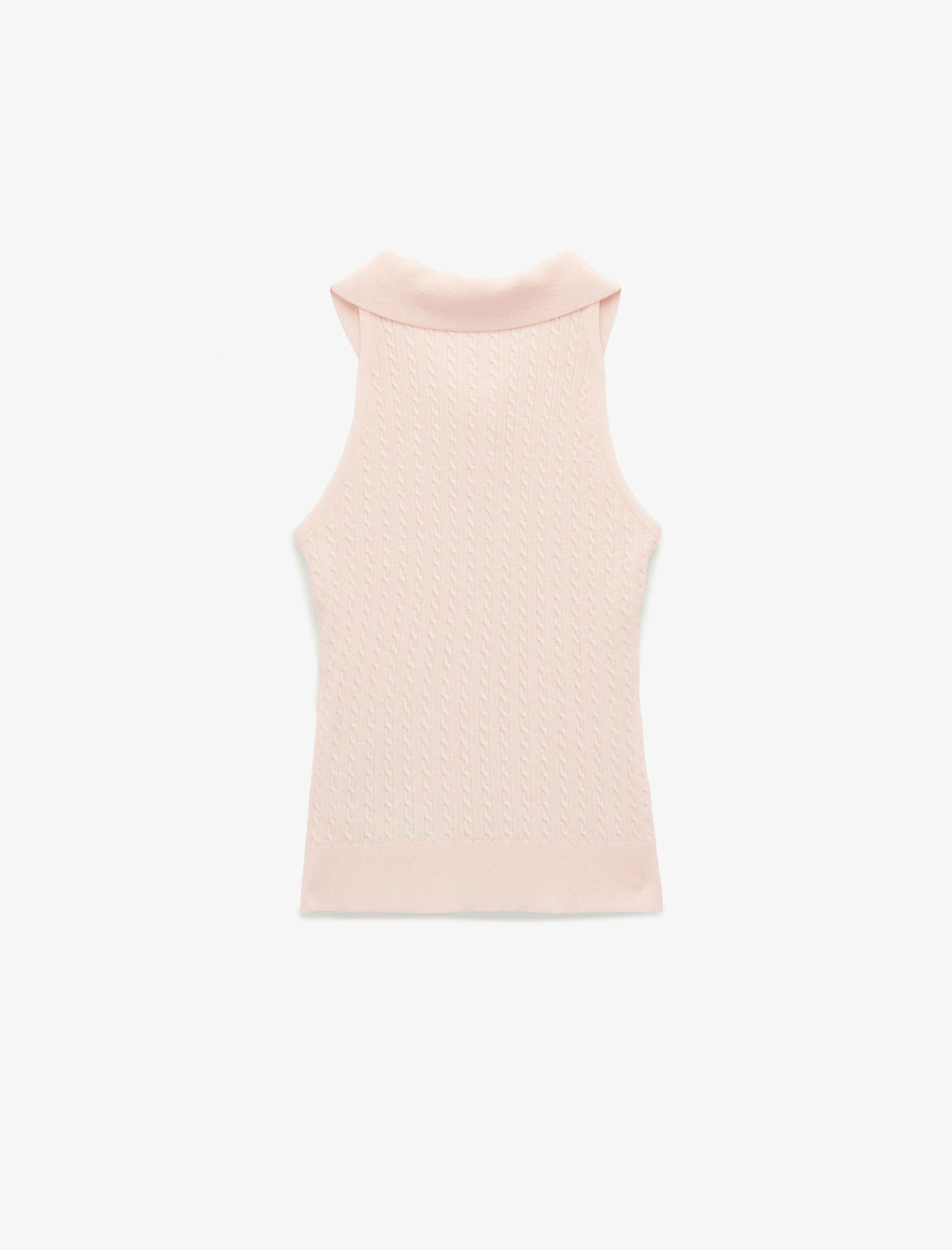   Slim Fit Kolsuz Saç Örgü Düğmeli Polo Yaka Triko Atlet