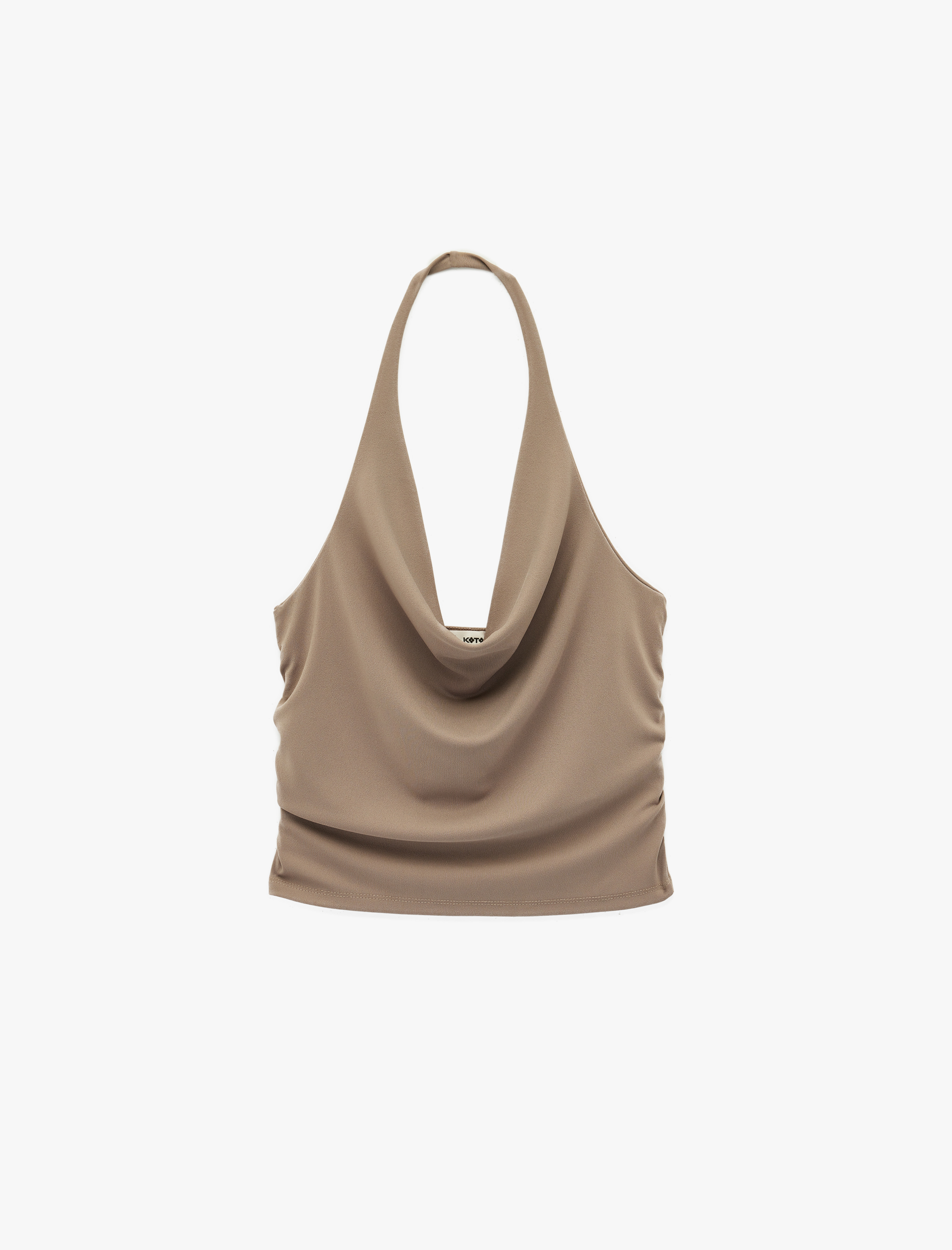   Kolsuz Degaje Yaka Slim Fit Crop Bluz