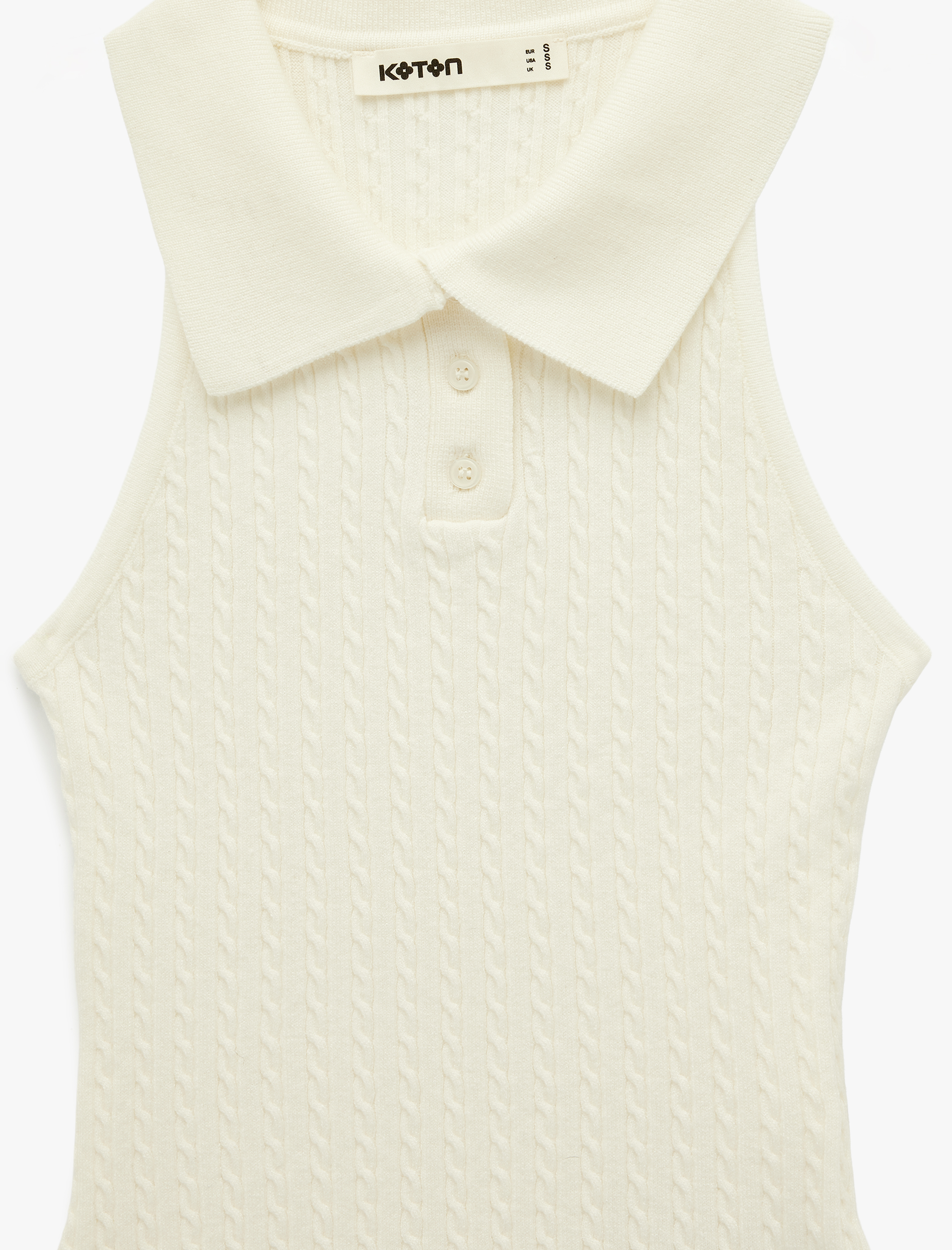   Slim Fit Kolsuz Saç Örgü Düğmeli Polo Yaka Triko Atlet