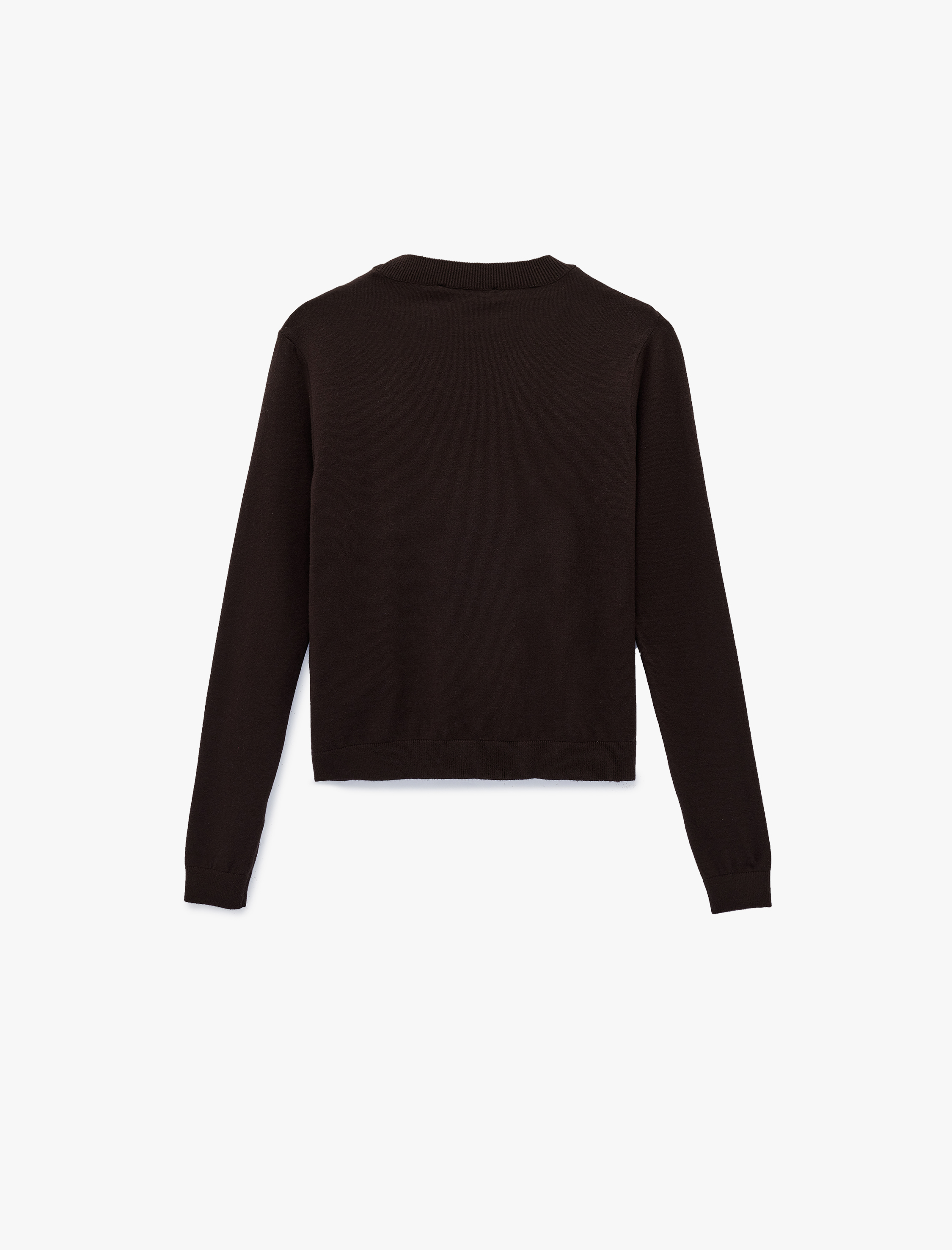   Uzun Kollu Bisiklet Yaka Taşlı Baklava Desenli Triko Kazak