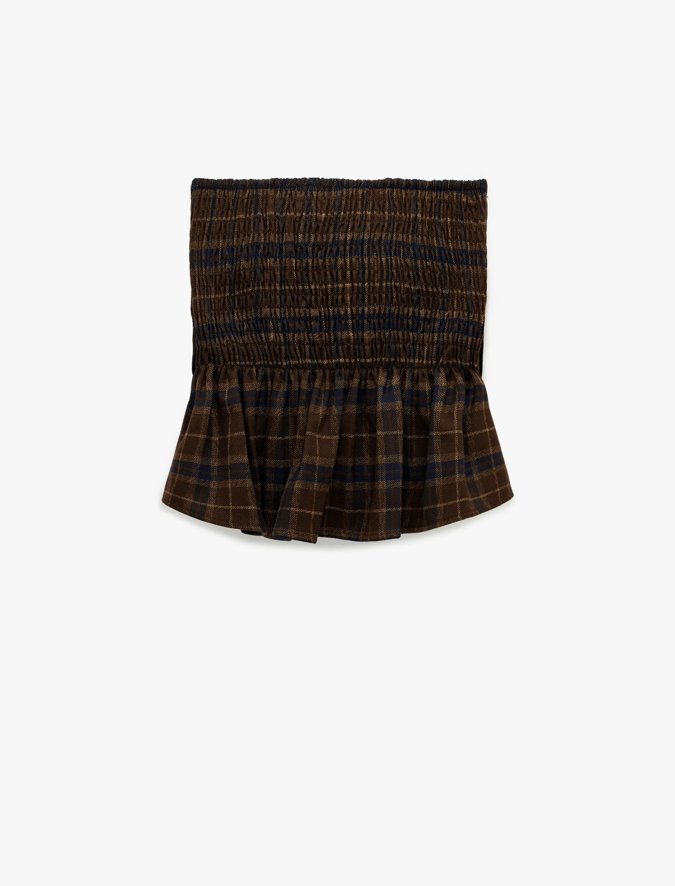   Gipeli Drape Detaylı Straplez Ekose Crop Bluz