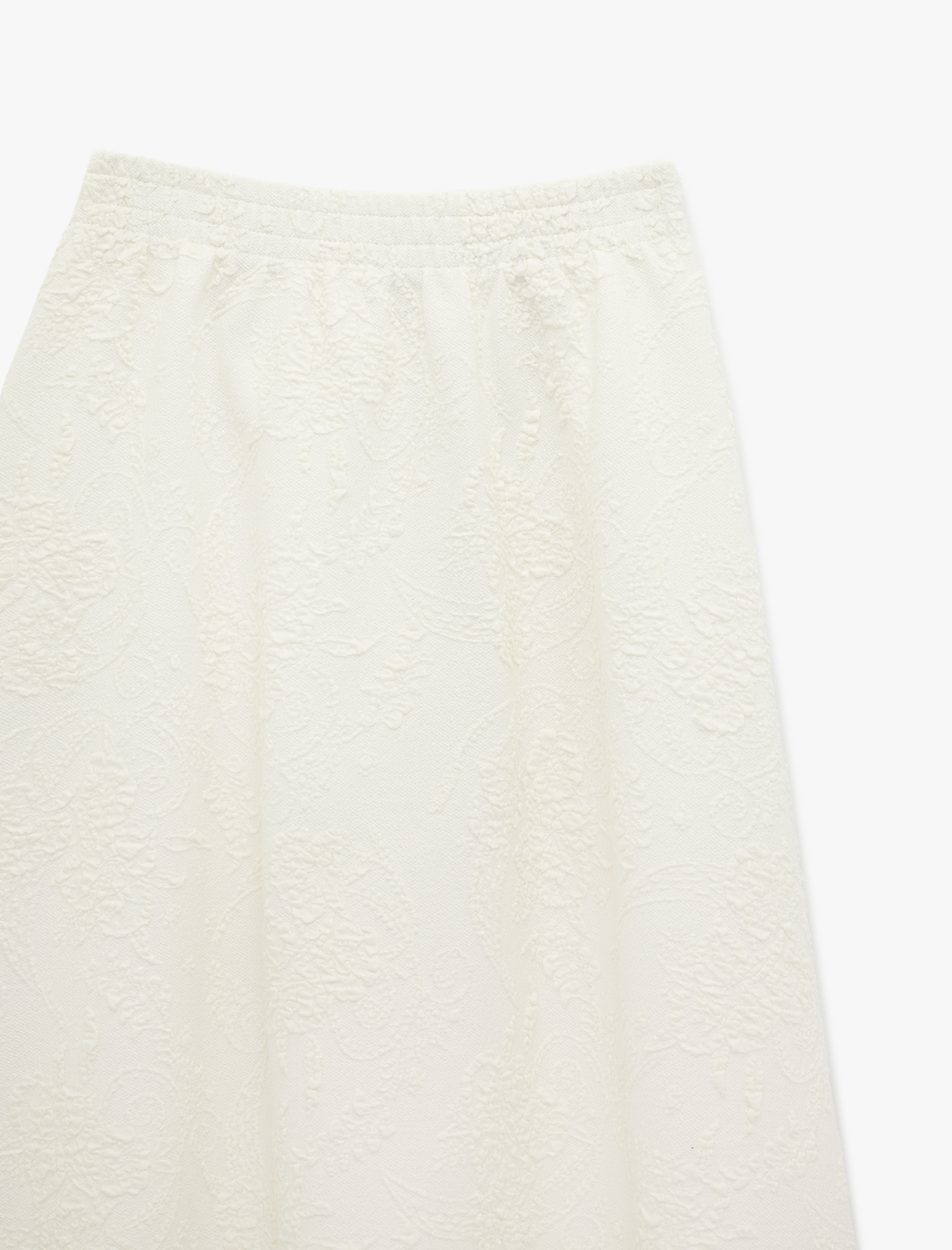   Beli Lastikli A Kesim Midi Floral Dokulu Etek